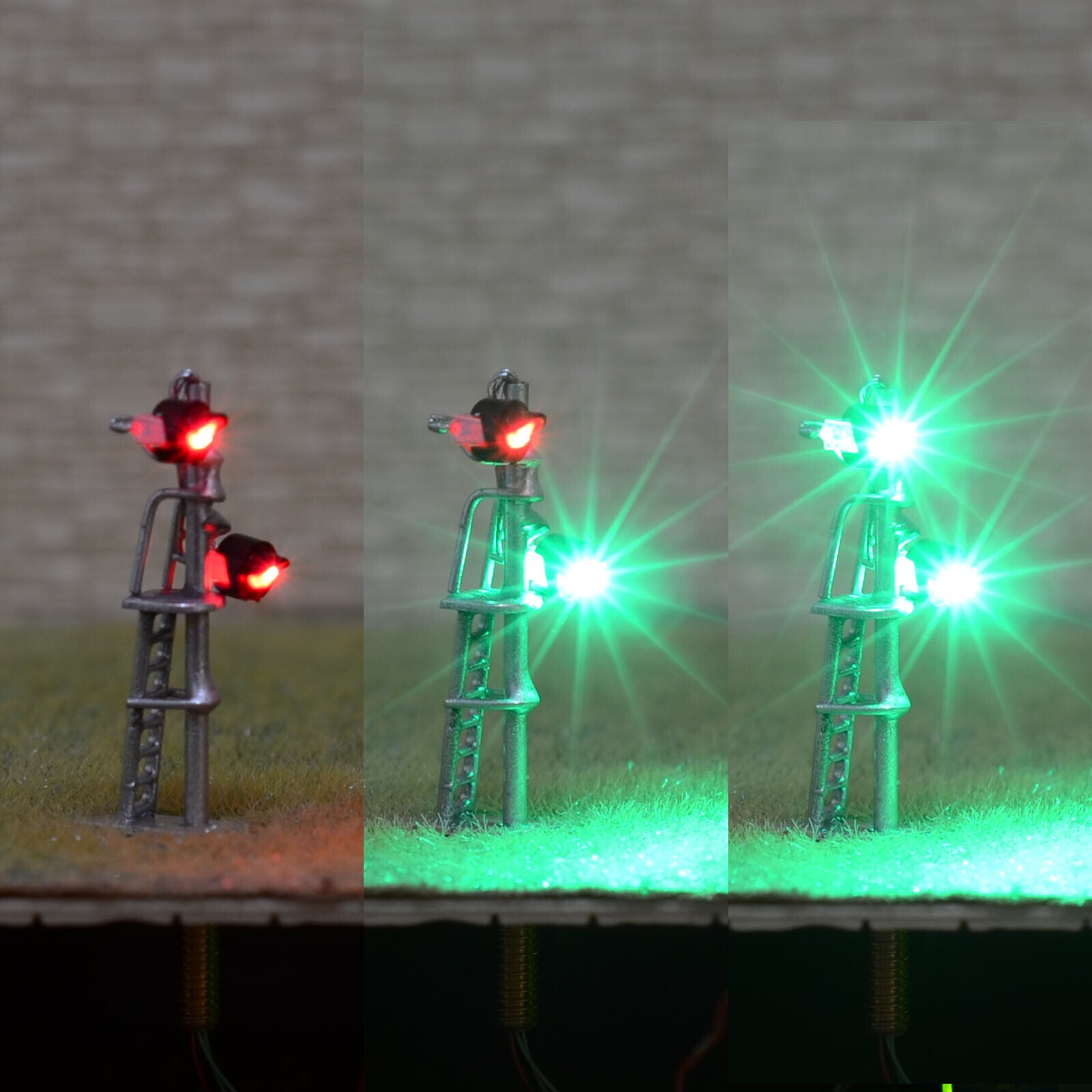 1 x N scale searchlight block signal model train bi-colors LED 2 heads R/G #S22O