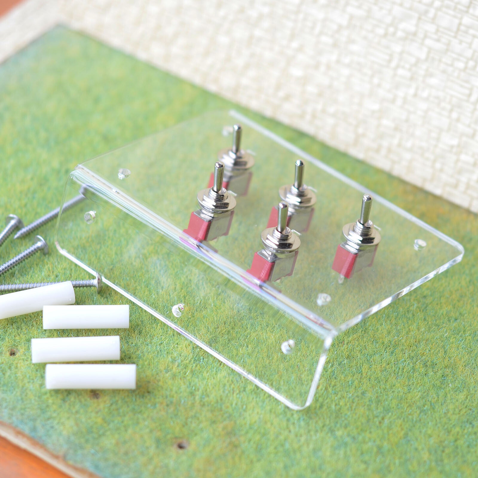 5 x toggle switches mounted on acrylic board power control panel /w side install