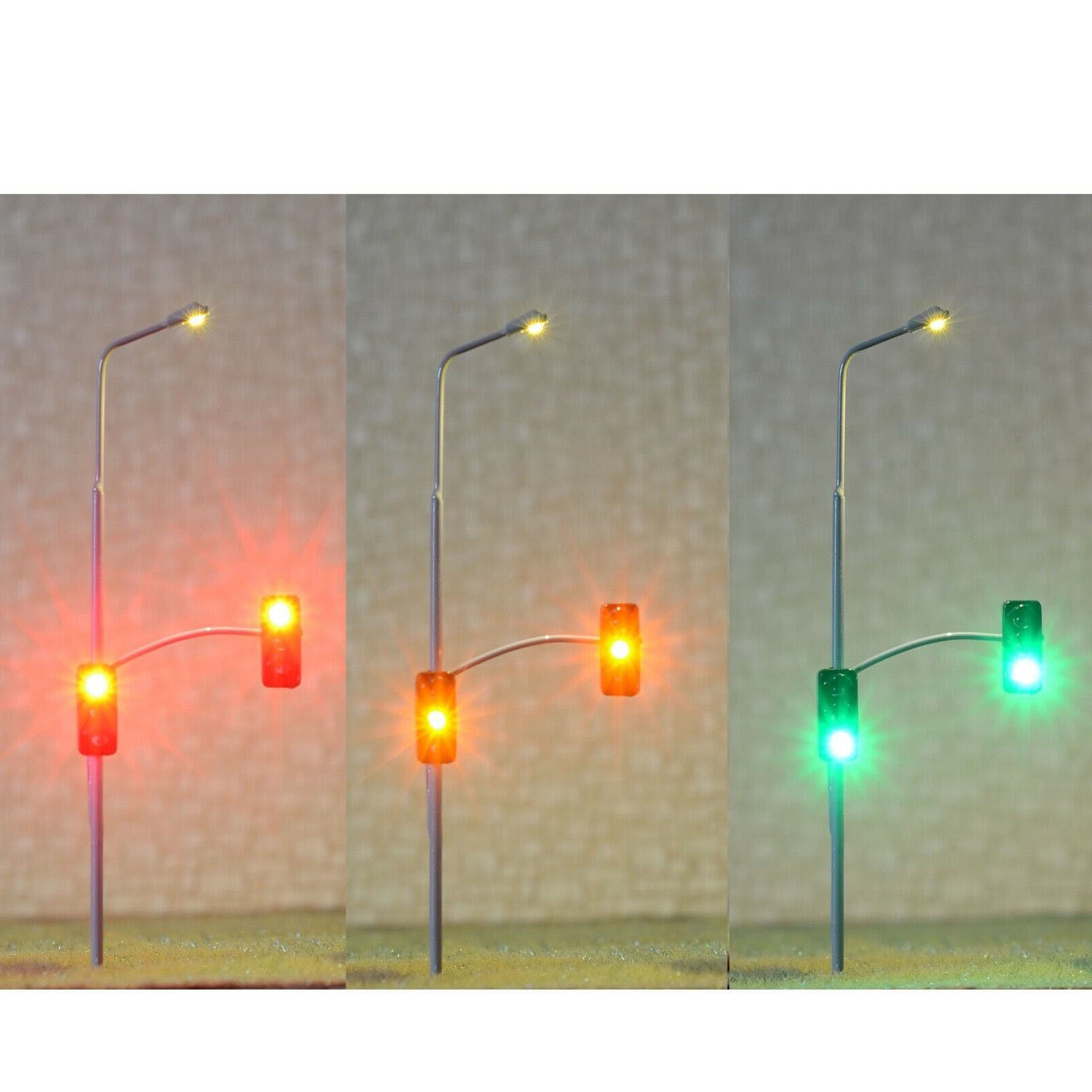 2 x HO / OO scale model railroad traffic signal combined street light #col2TB