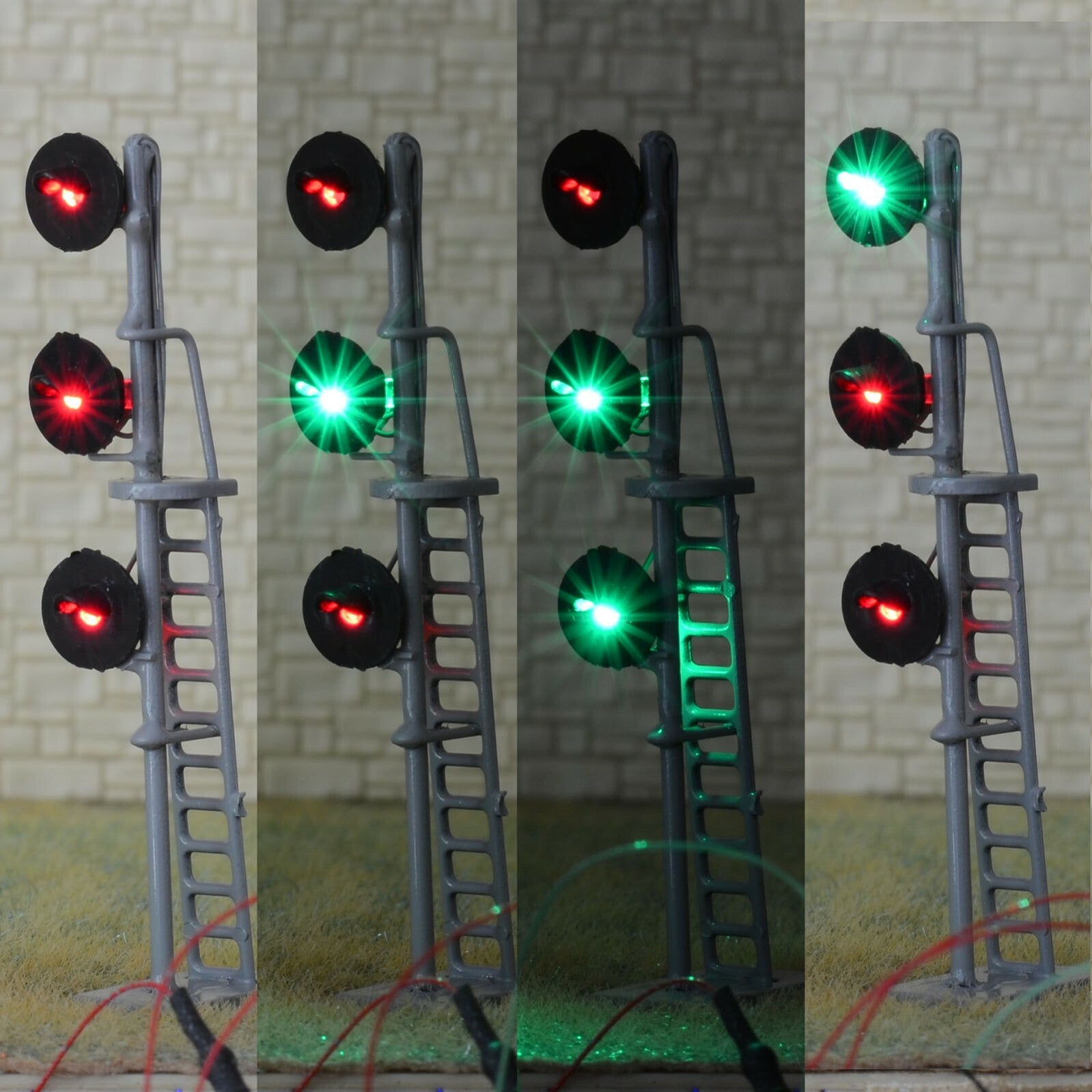 1 x HO scale searchlight signal model train bi-colors 3 targets LED R/G #G23