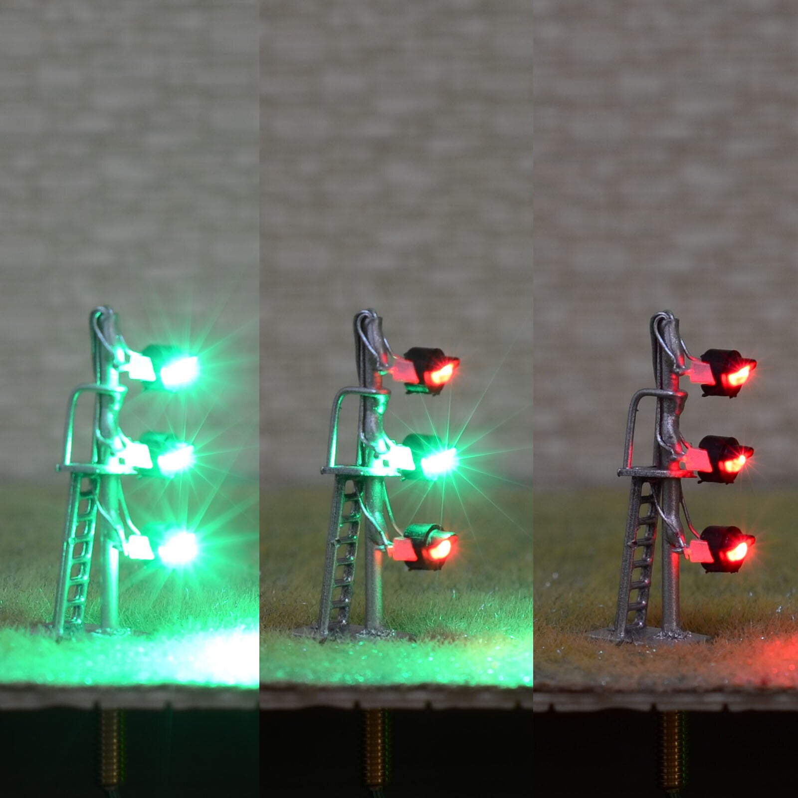 1 x N scale searchlight block signal model train bi-colors LEDs 3 heads R/G #S23