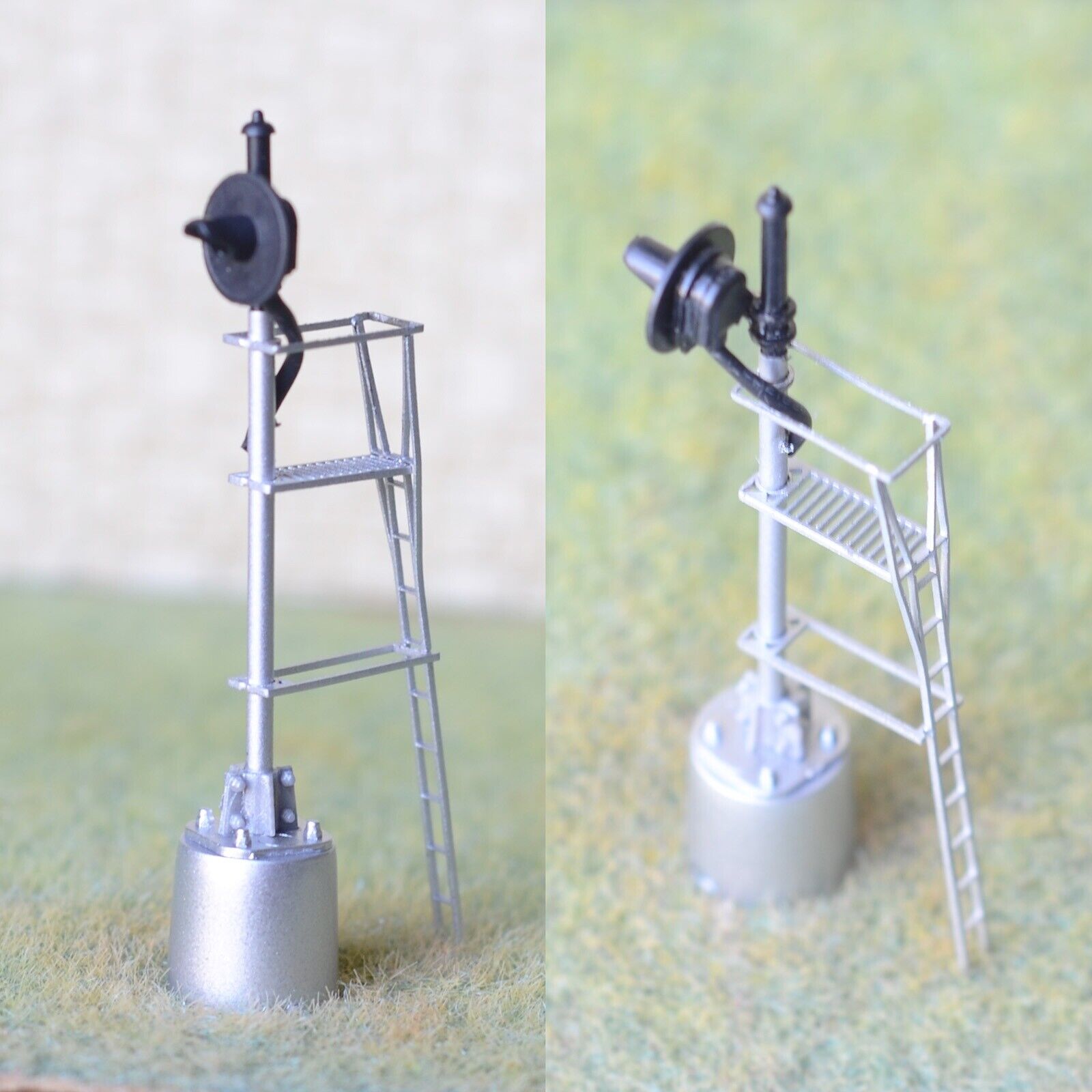 1 x HO scale model railroad tri-colors searchlight signal metal round pier #02RH