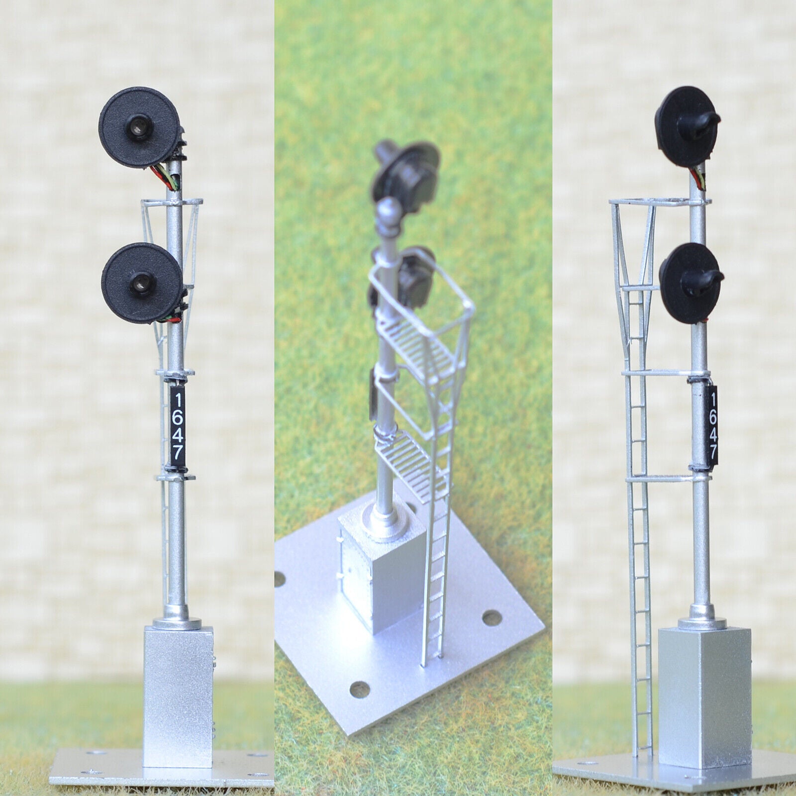 1 x HO scale model railroad 3-colors searchlight signal metal cabinet 2 head #26