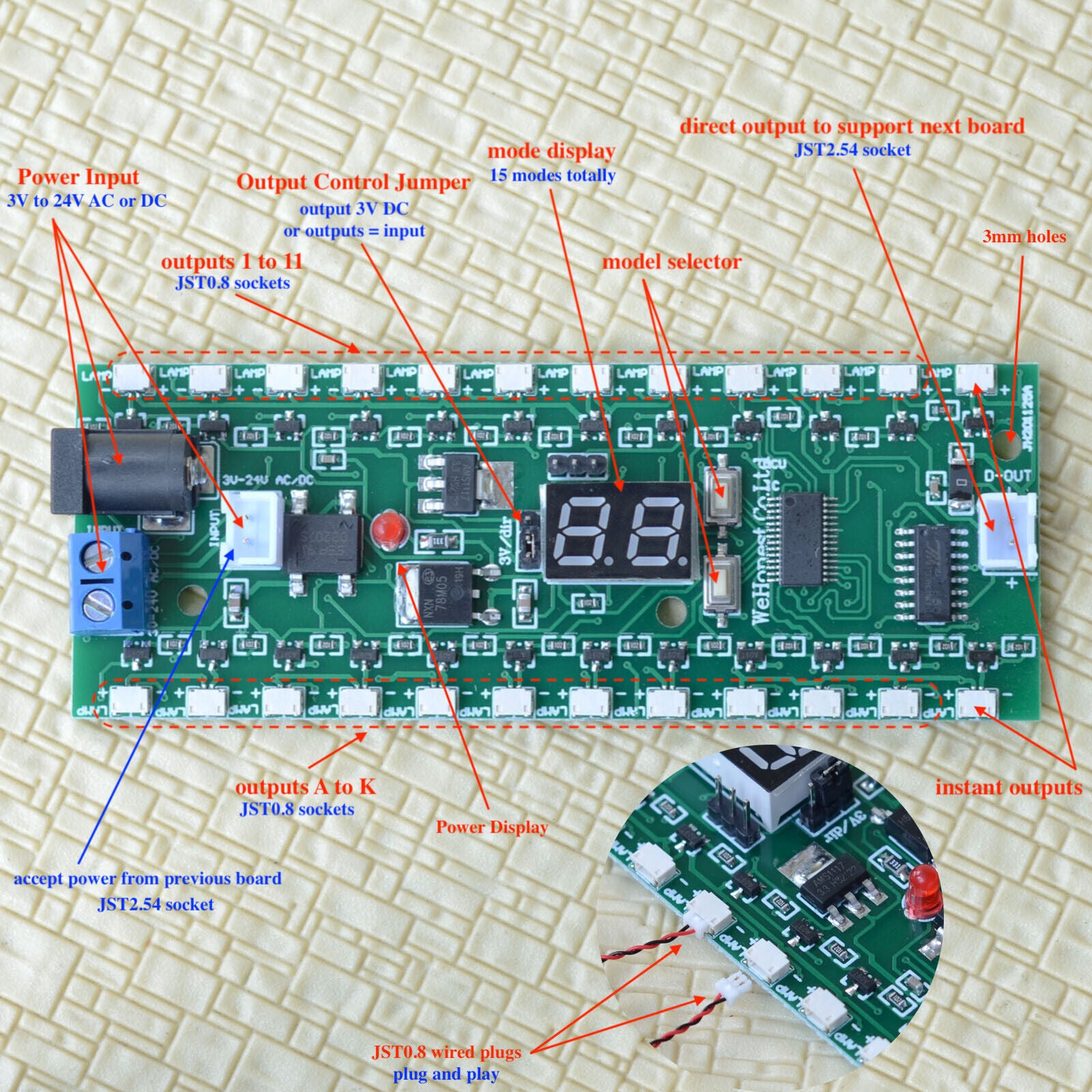 1 x sequencer board chasing LEDs revolving scenic lamp turn lights one by one