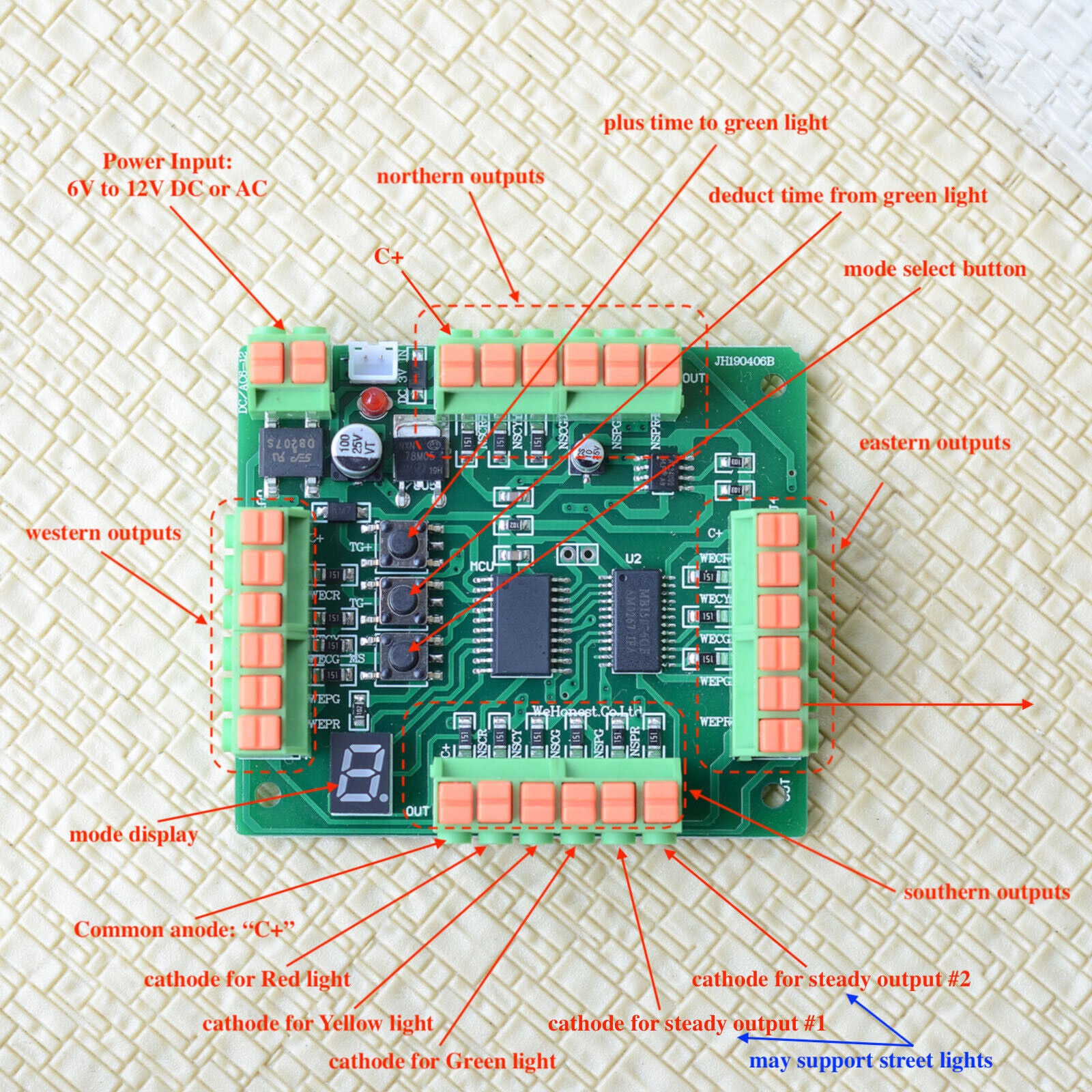 1 x model traffic light signals controller 4 ways synchronously screwdriver free