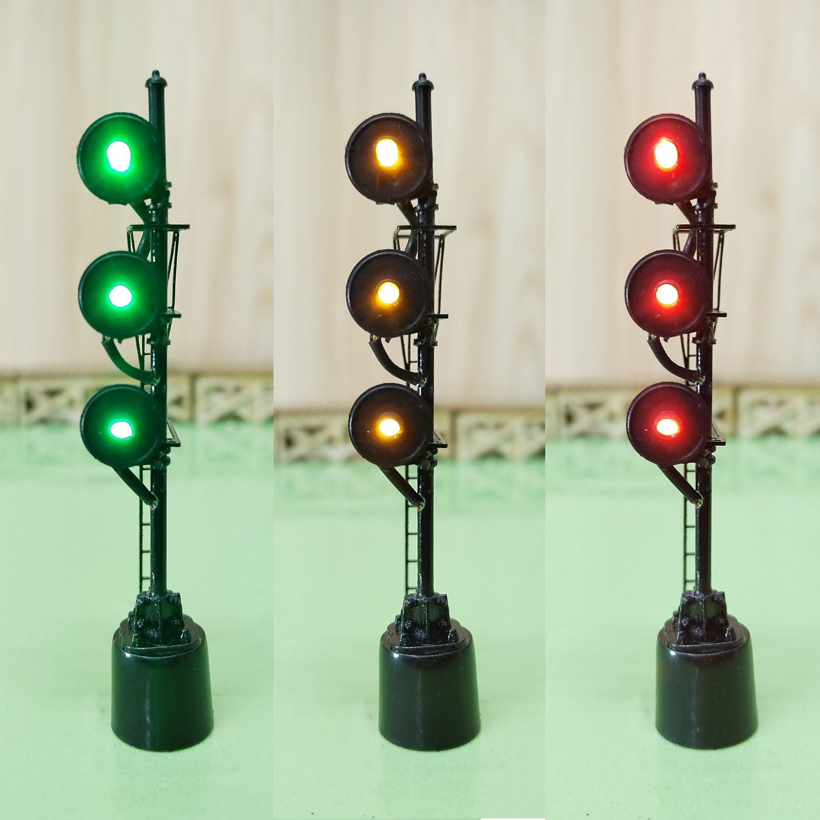 1 x HO scale model railroad 3-colors searchlight signal 3 heads laser cut #32BL