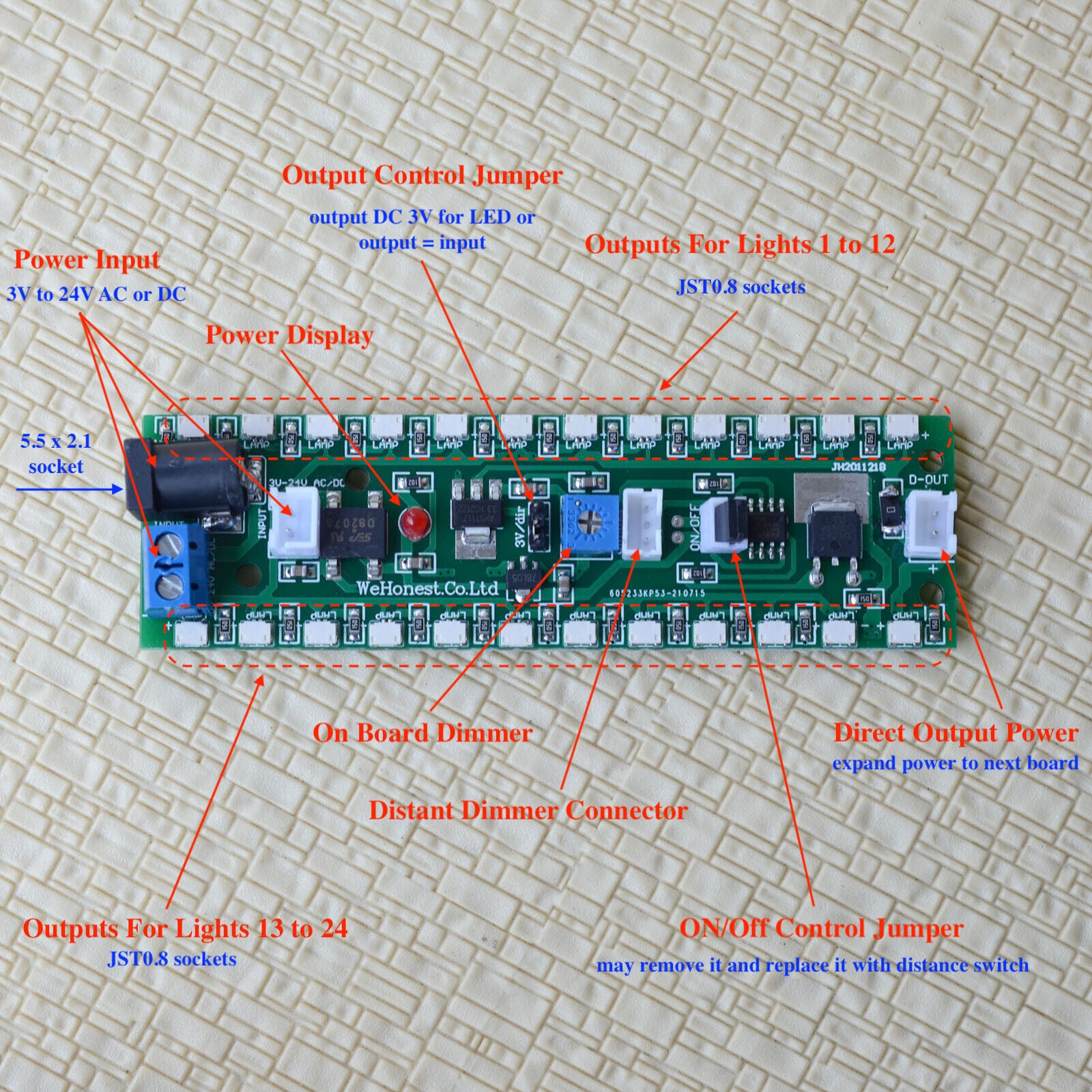 1 x plug and play power distribution board distributor 3V street light hub DB08