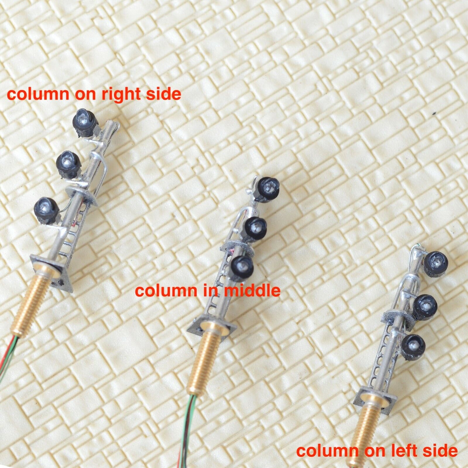 1 x N scale searchlight block signal model train bi-colors LEDs 3 heads R/G #S23