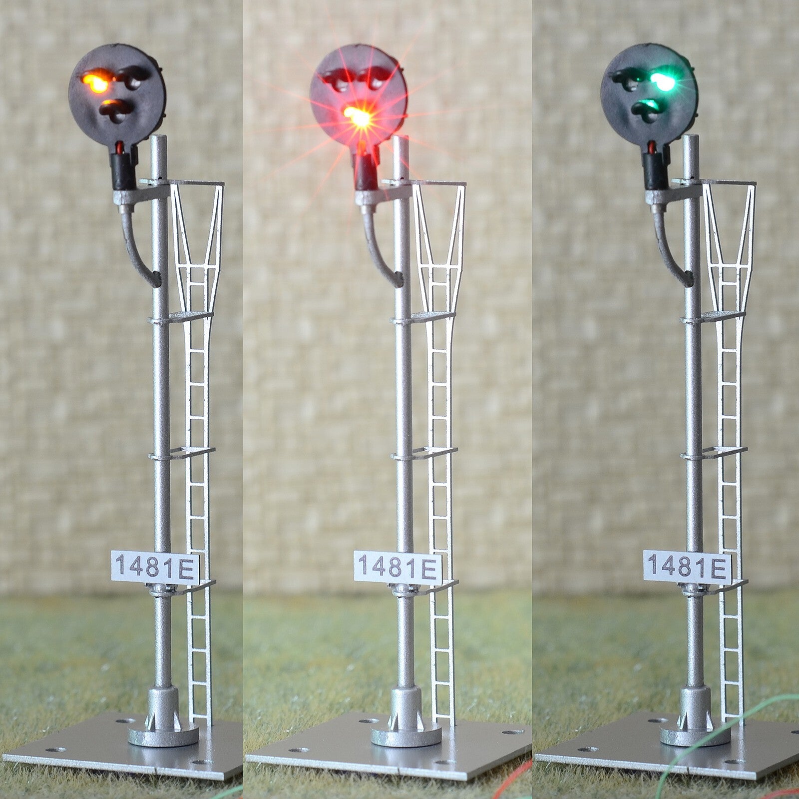 1 x HO scale model type G 3-light target signal block signal metal made #3L1