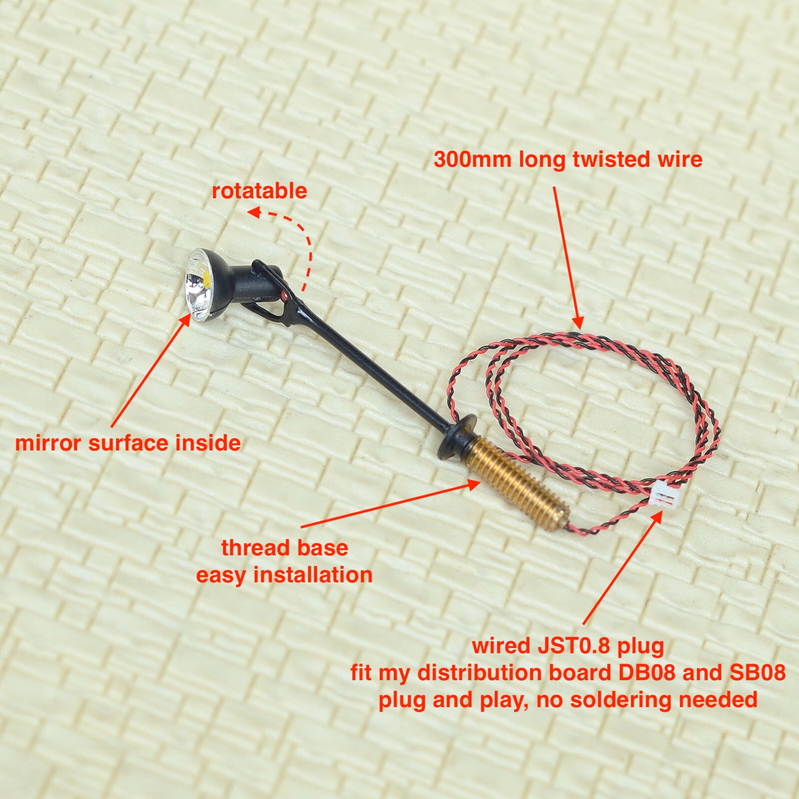 6 x PNP HO scale LED spotlight model limelight projector street lamp post #P6