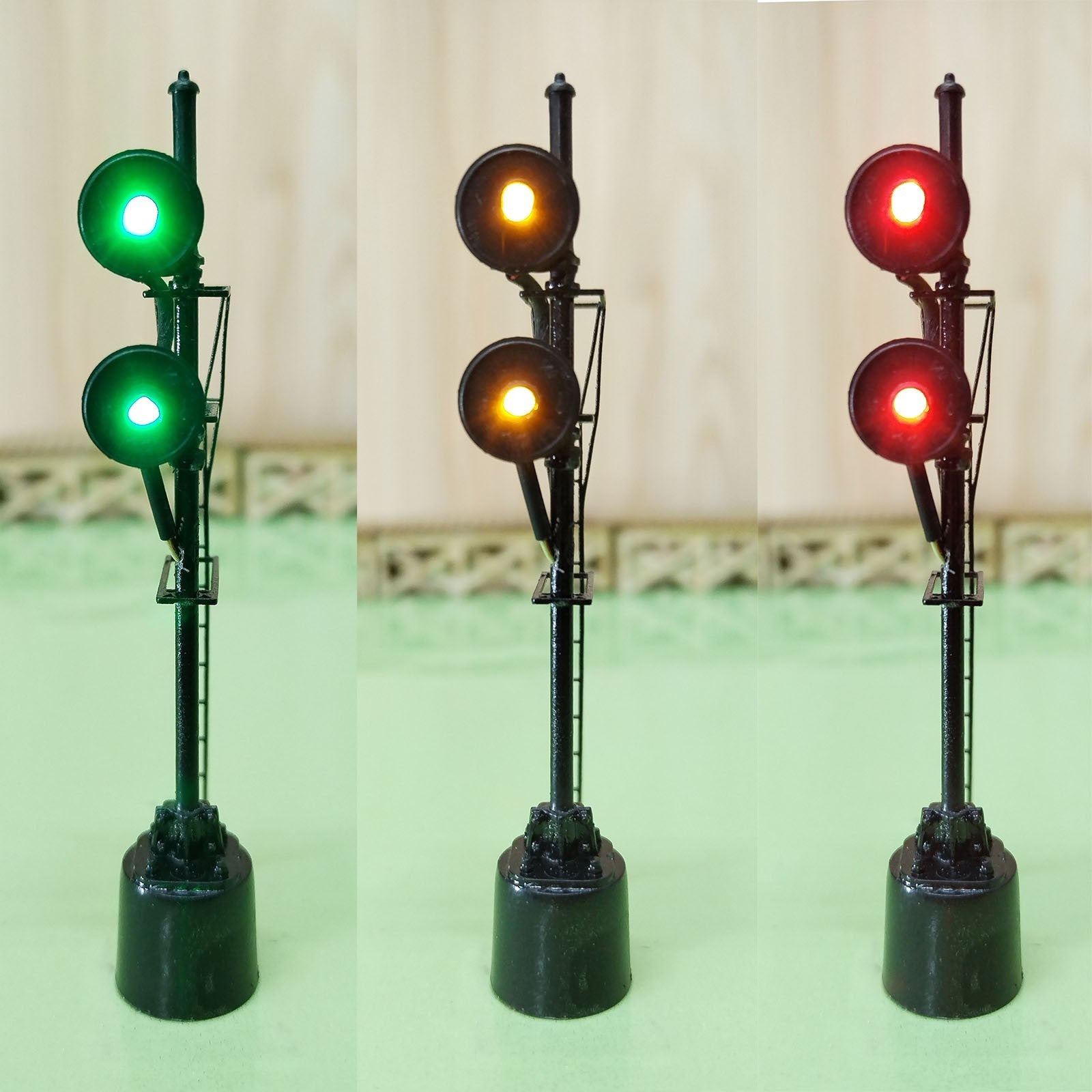 1 x HO scale model railroad 3-colors searchlight signal 2 heads laser cut #22BL