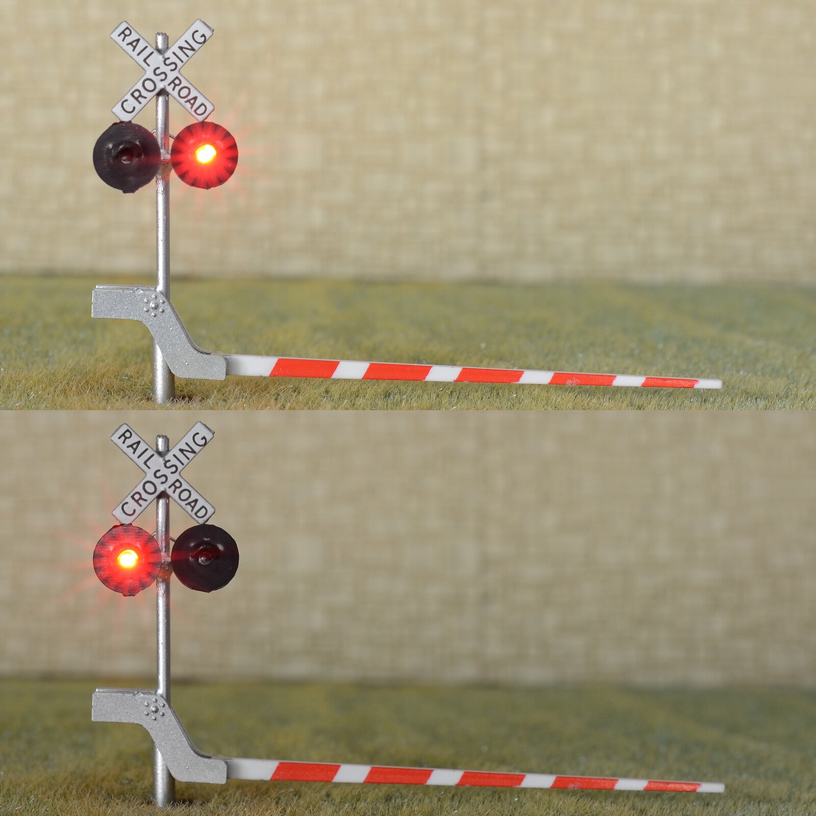 2 x HO scale railroad grade crossing signal arm gate stop lever 2 tracks #S20R