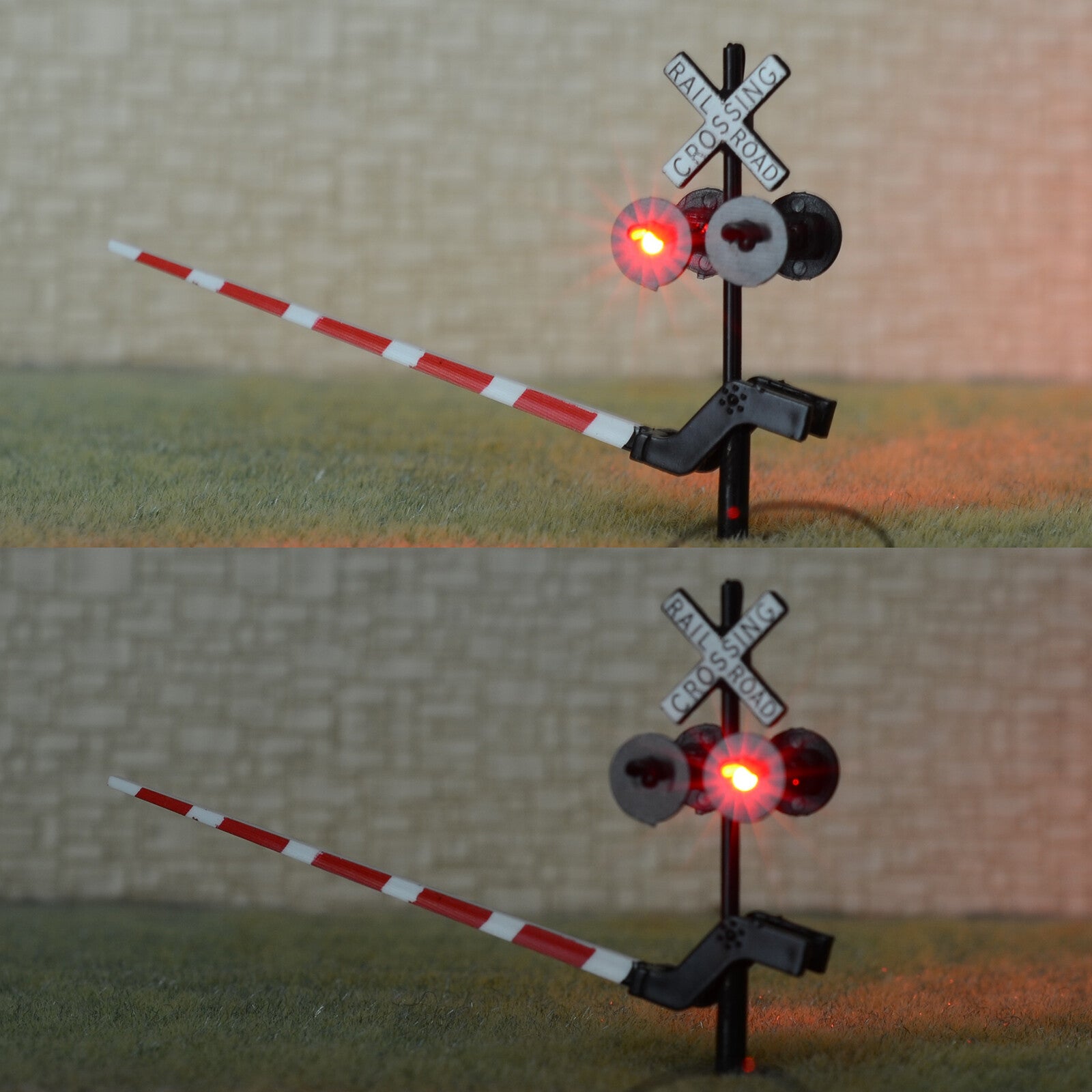 2 x HO scale railroad crossing signal arm gate stop lever flasher any track #B40