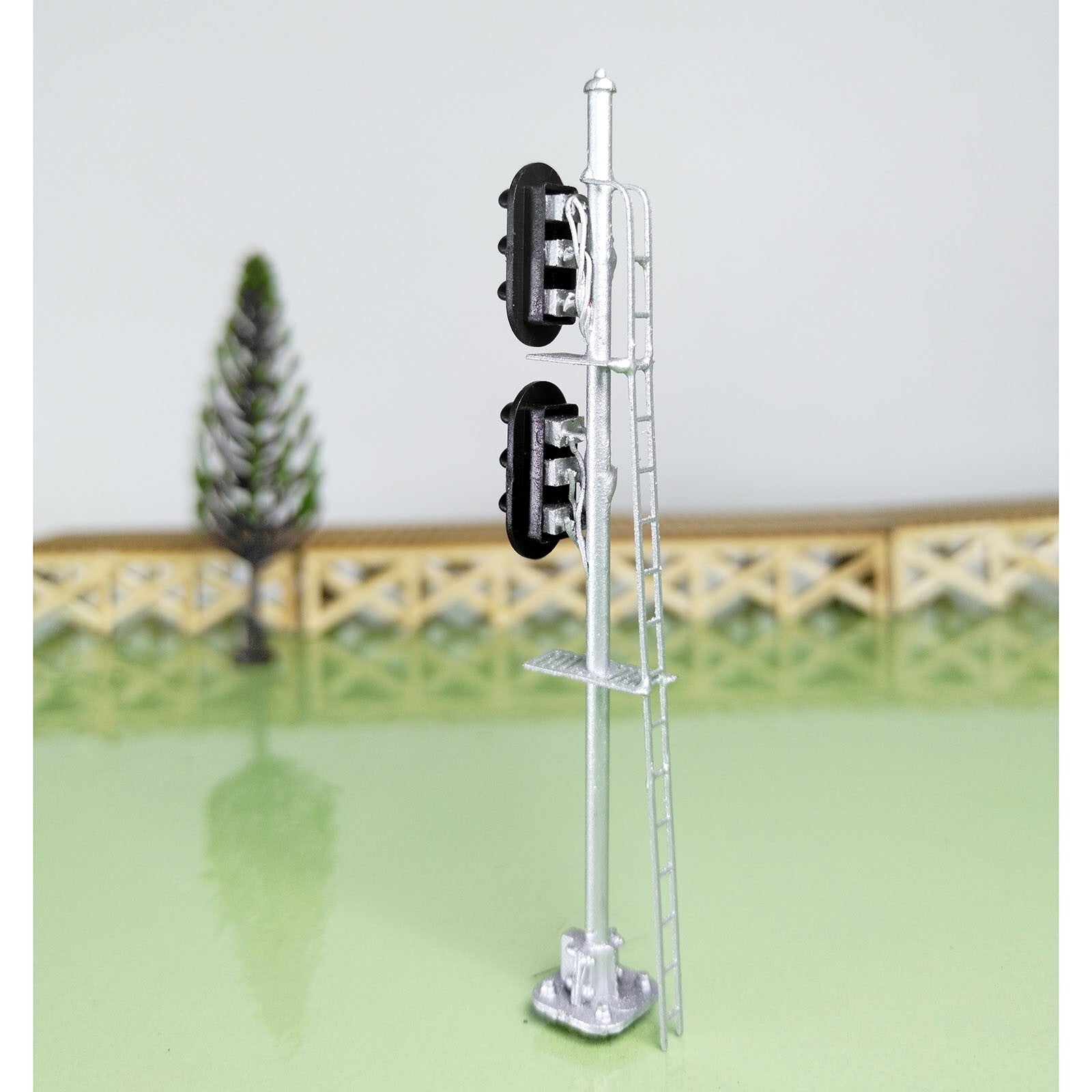 1 x HO scale model railroad 2 heads 3 + 3 aspects block signal LED made #K33Sg