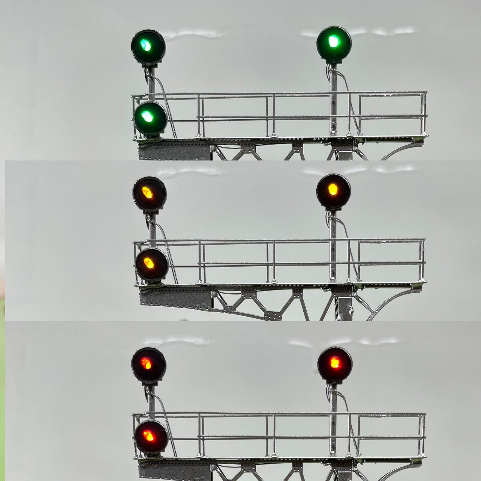 1 x HO scale cantilever LED searchlight signal 3 targets 3-colors metal #SKcs21