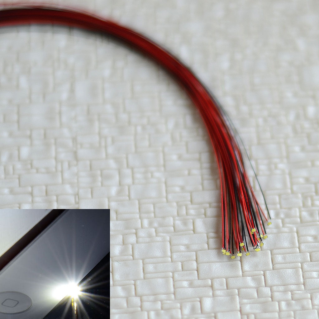 15 pcs Pre Wired Cold White #0402 SMD LEDs Lighting Kits Pre-soldered Micro LEDs
