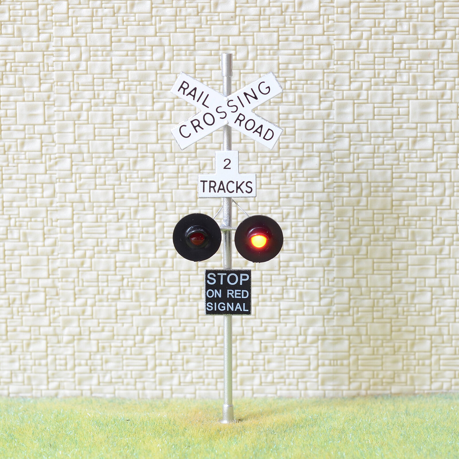 1 x O scale railroad crossing signals LED made 2 target faces 2 tracks gray #SX