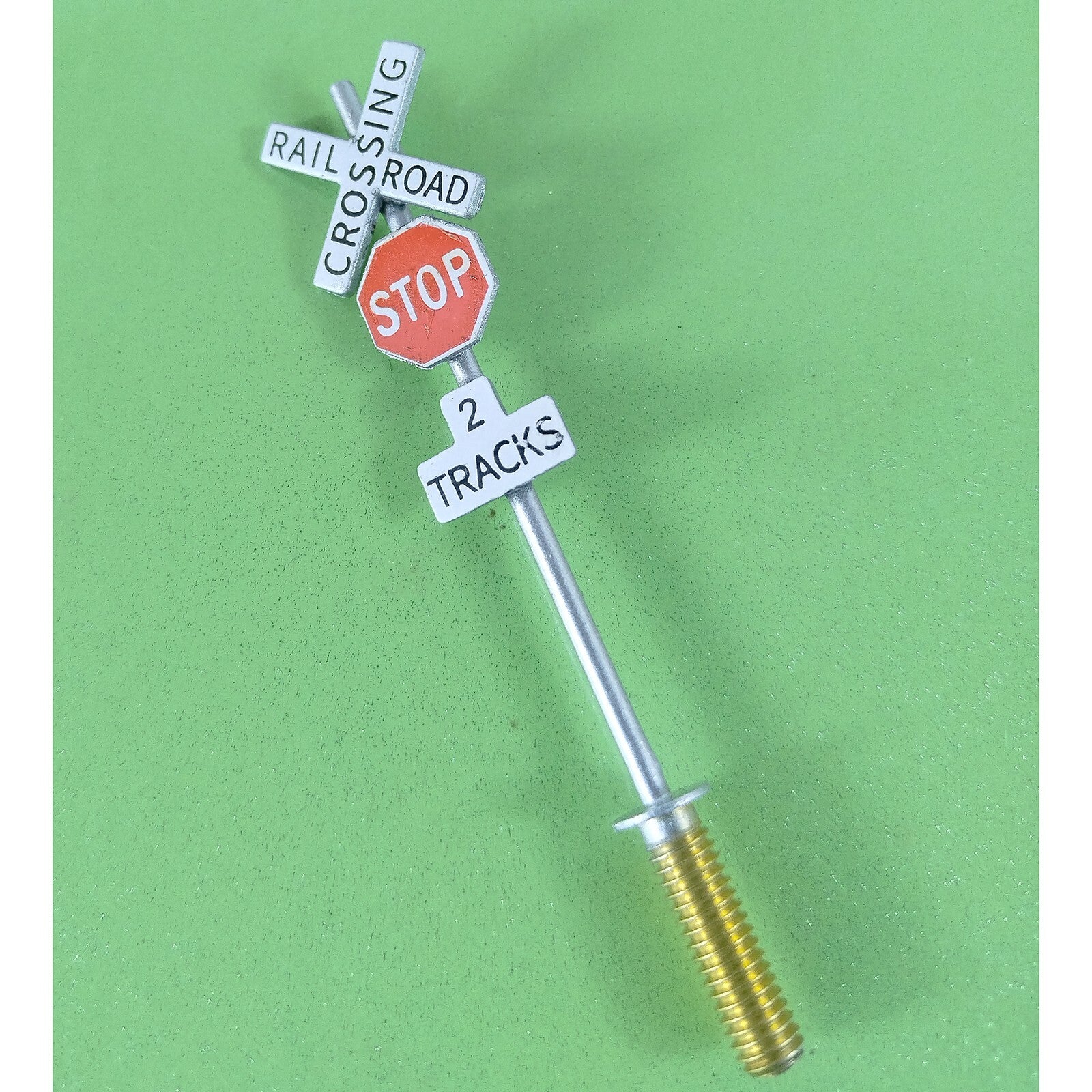 2 x HO scale railroad warning sign STOP crossing 2 TRACKS sign trackside #CS2T