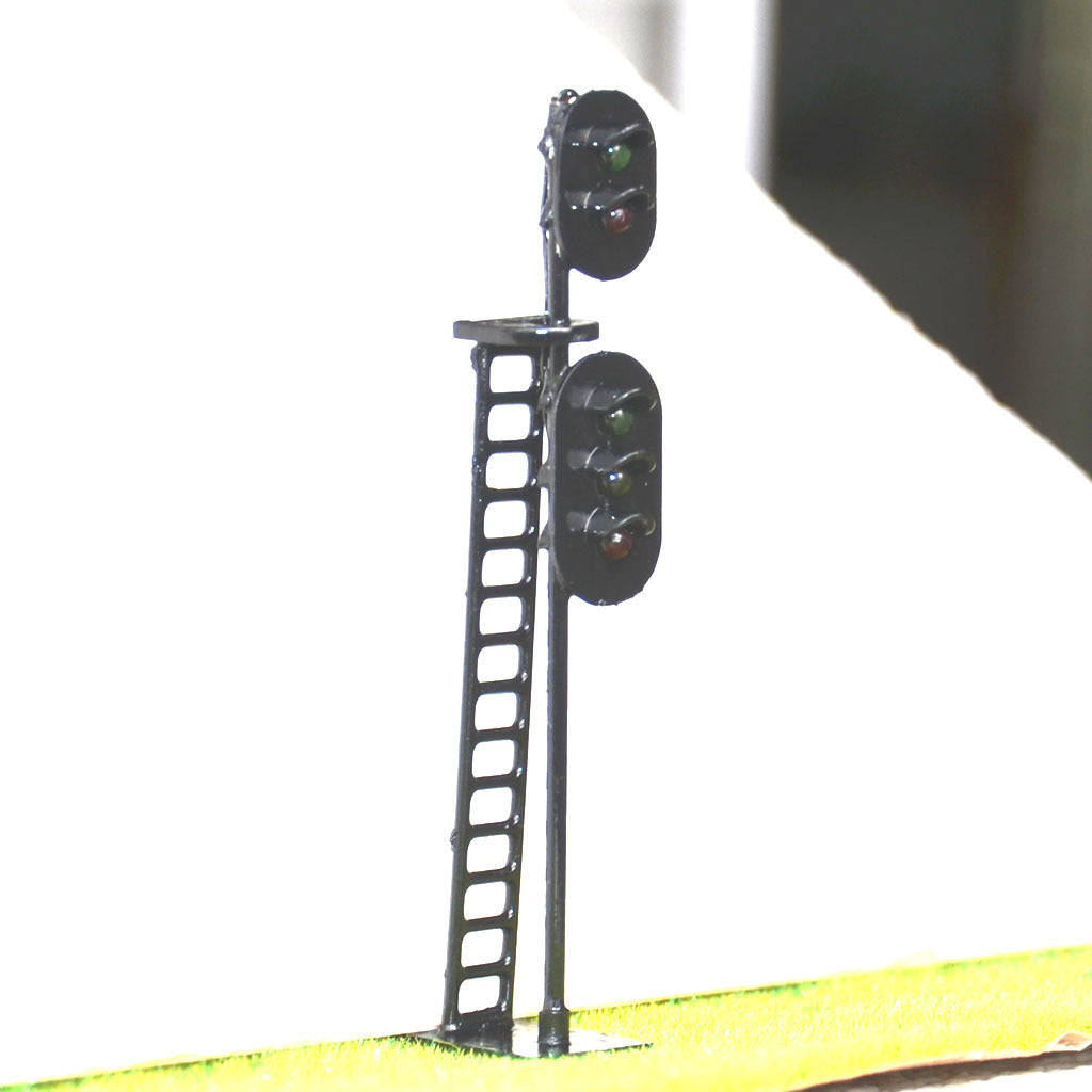 2 pcs HO Scale 1:87 LEDs Made 2 heads Railroad Signals 2 over 3 (G/R + G/Y/R)
