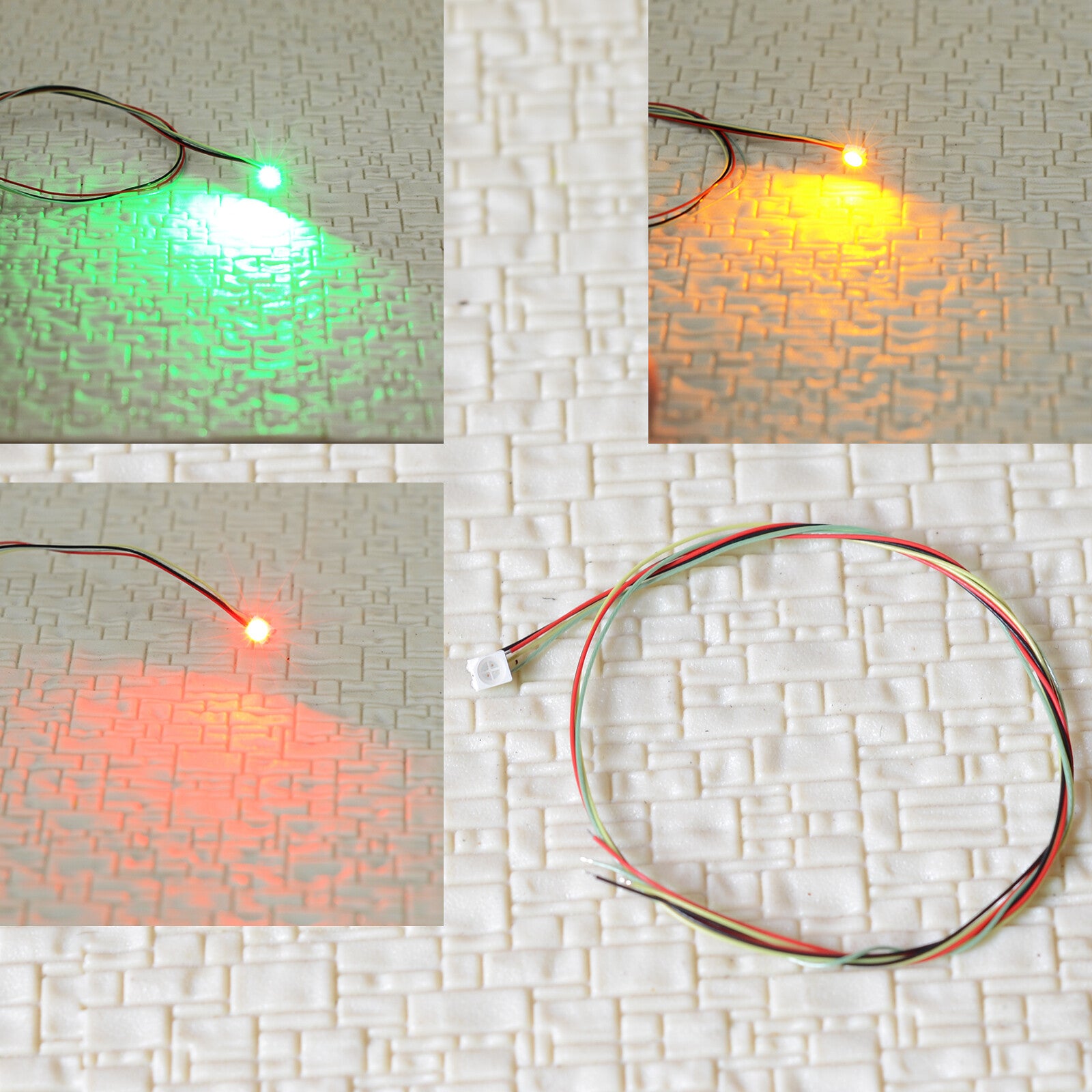 10 x pre-soldered SMD LEDs tiny wired Red Green Yellow for searchlight signals