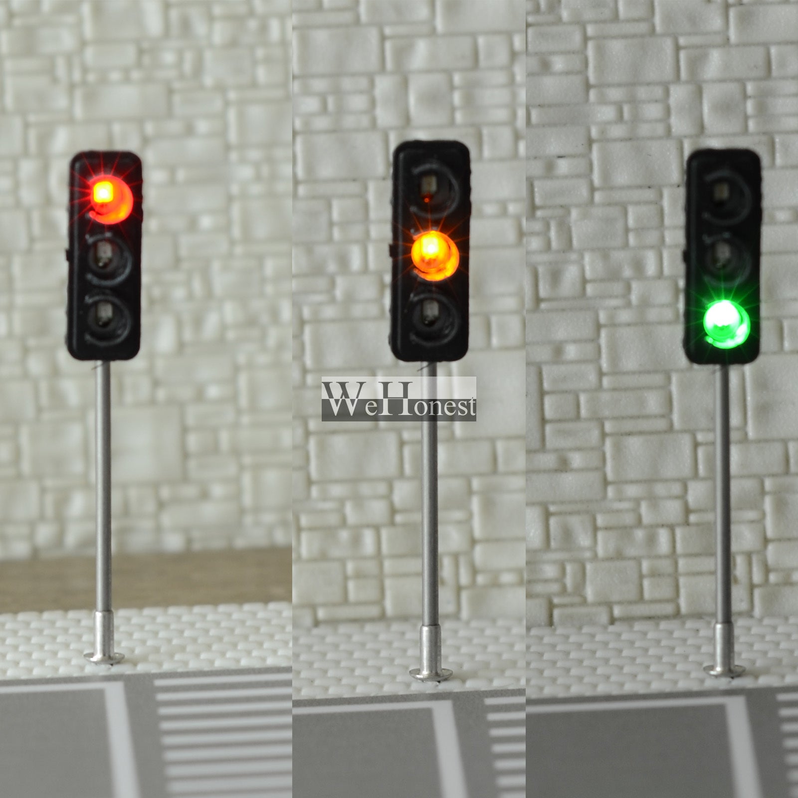 3 x HO / OO Traffic Light Signal LED Model Train Architecture crossing Street #6