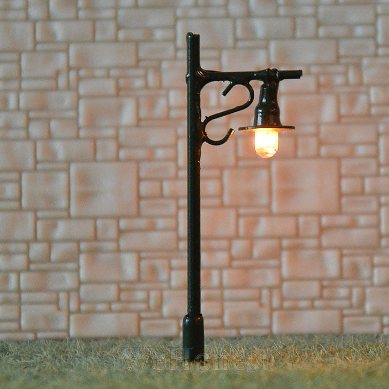 20 pcs N scale Model Lampposts 12V street lights black scenery Lamps #R34-5B