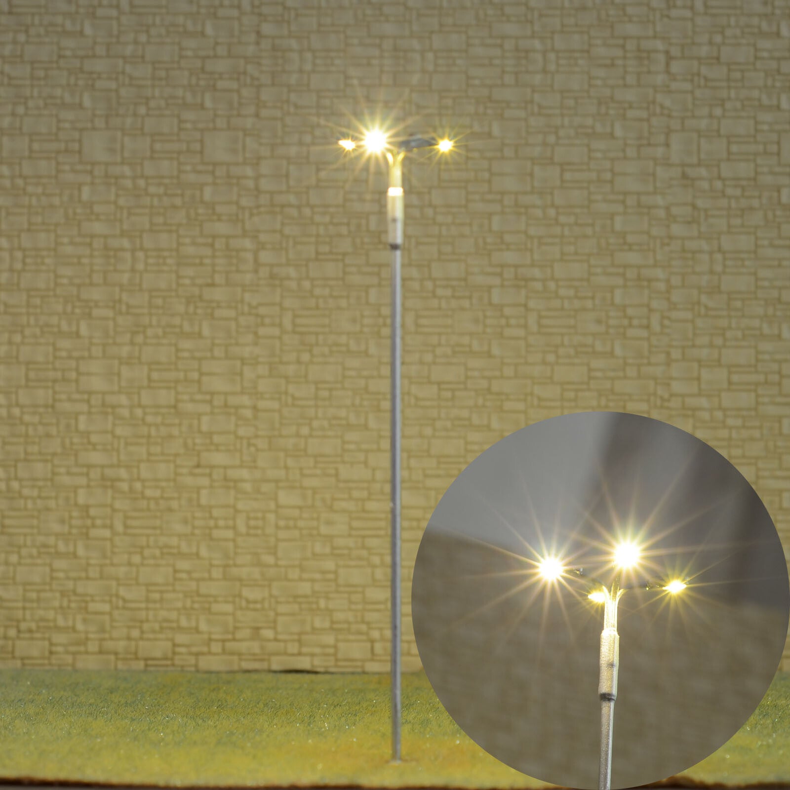 5 x HO scale model railroad plaza street lights LED lampposts flood lamps #024SL