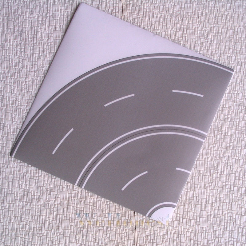 12 pcs HO scale Grey Curved ROAD STRIP self stick #1/4 