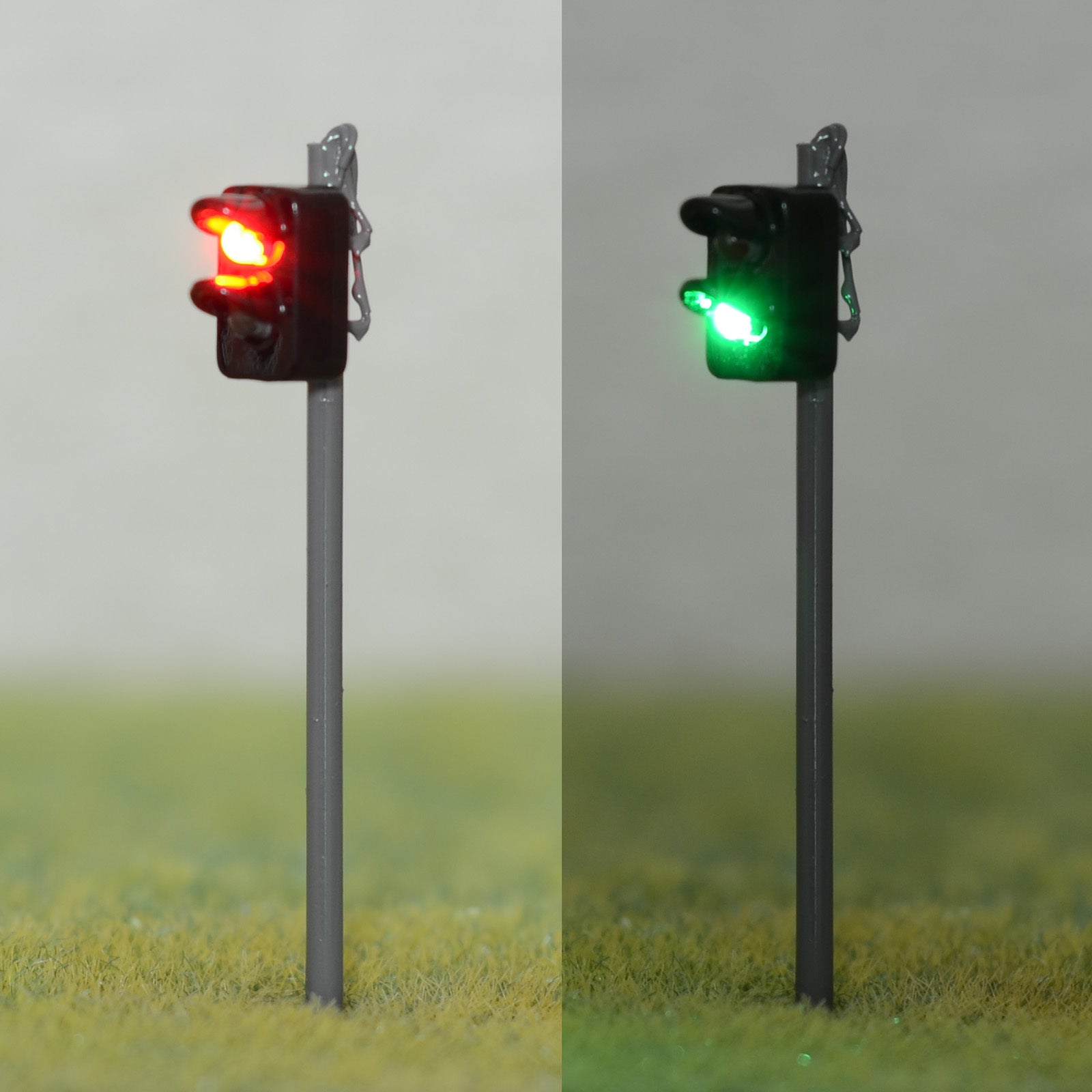 2 x traffic light signal HO OO scale model railroad crossing walk led lamps #GR2