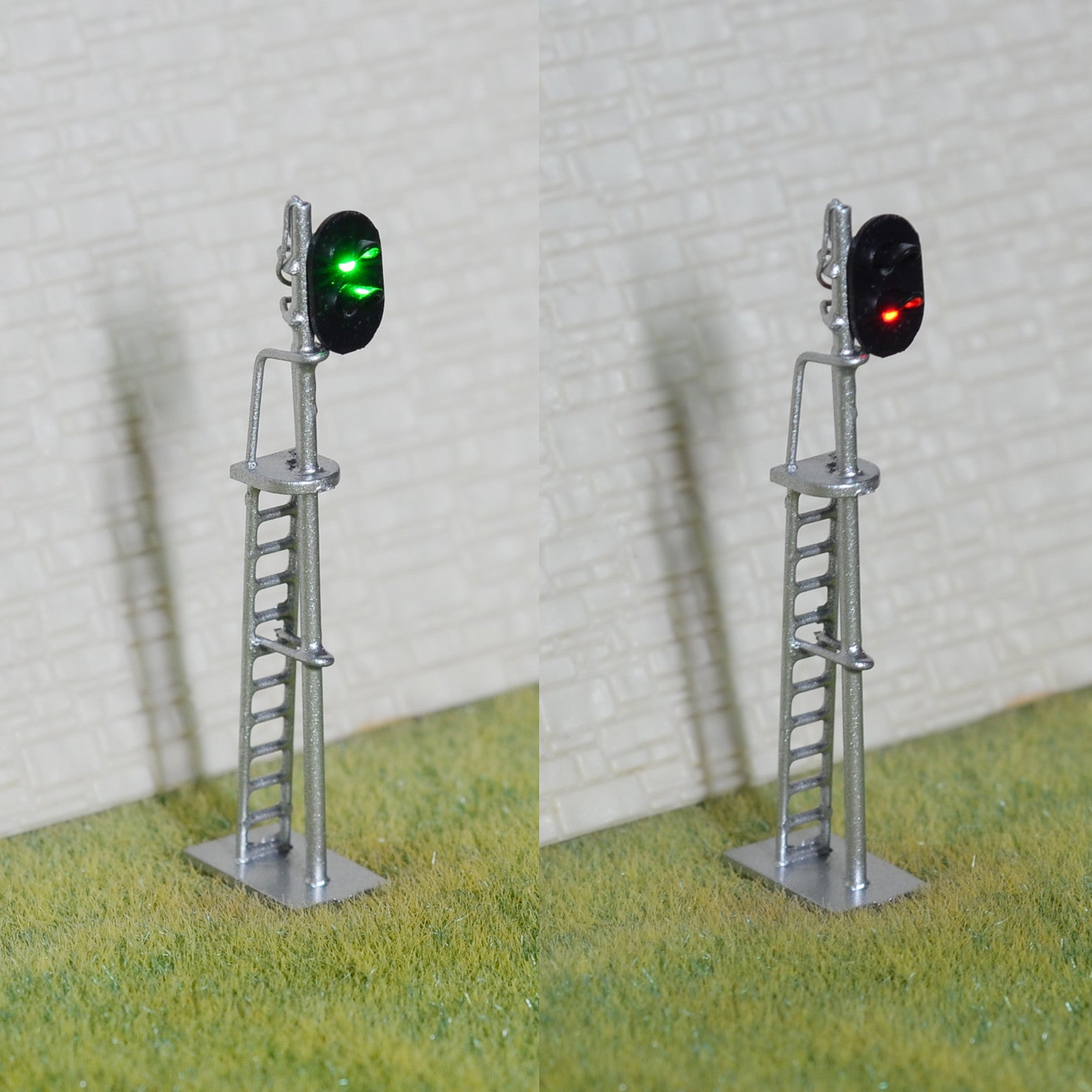 1 x HO scale model train block signal railroad LED light 2 aspect silver #87S2LS