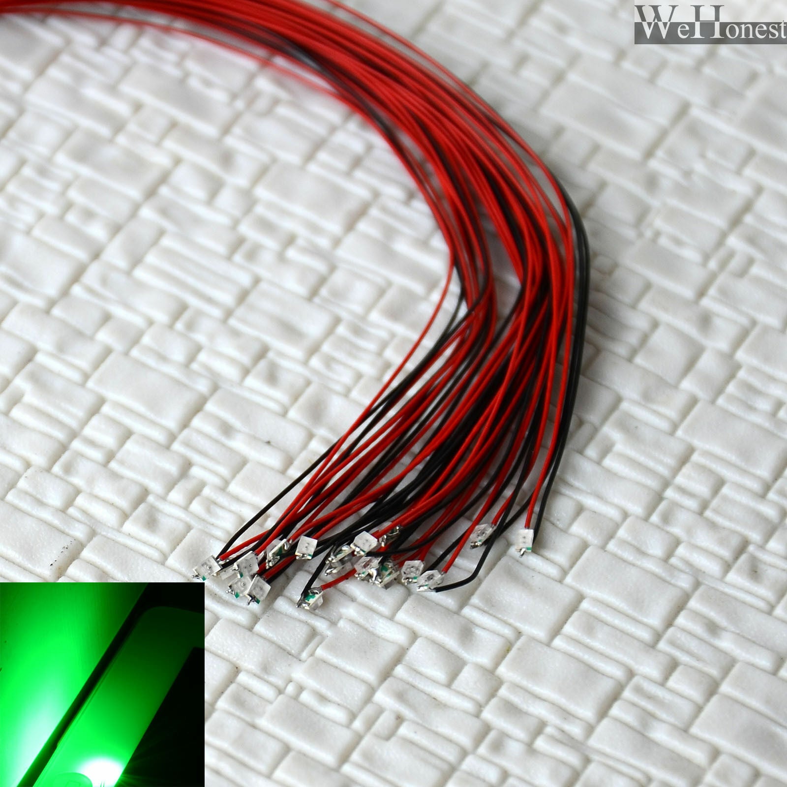 15 x pre wired green 0805 nano SMD LED lighting pre-solder micro building lamp