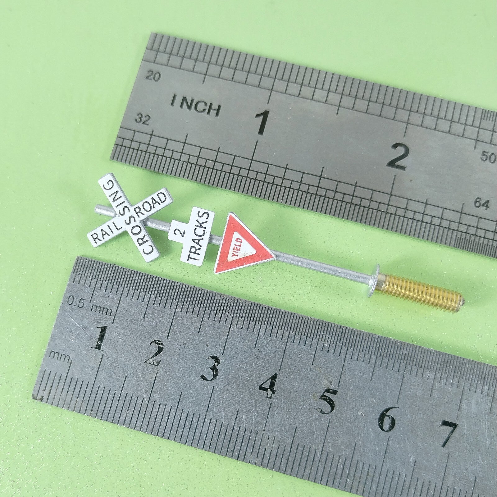 2 x HO scale railroad warning sign yield crossing 2 TRACKS sign trackside #CY2T