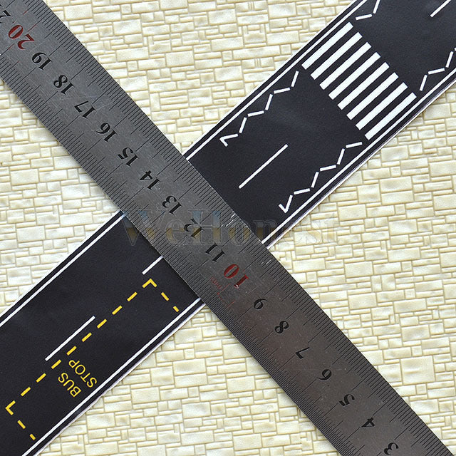 2 x N scale self Adhesive BLACK model ROAD STRIPs Bus Stop Zebra Crossing