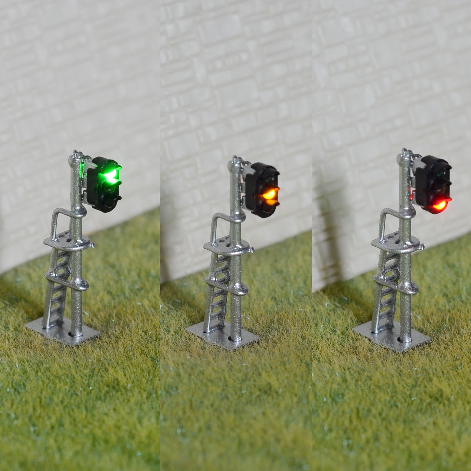 1 x N scale model train block signals railway LED light 3 aspect silver #160S3LS