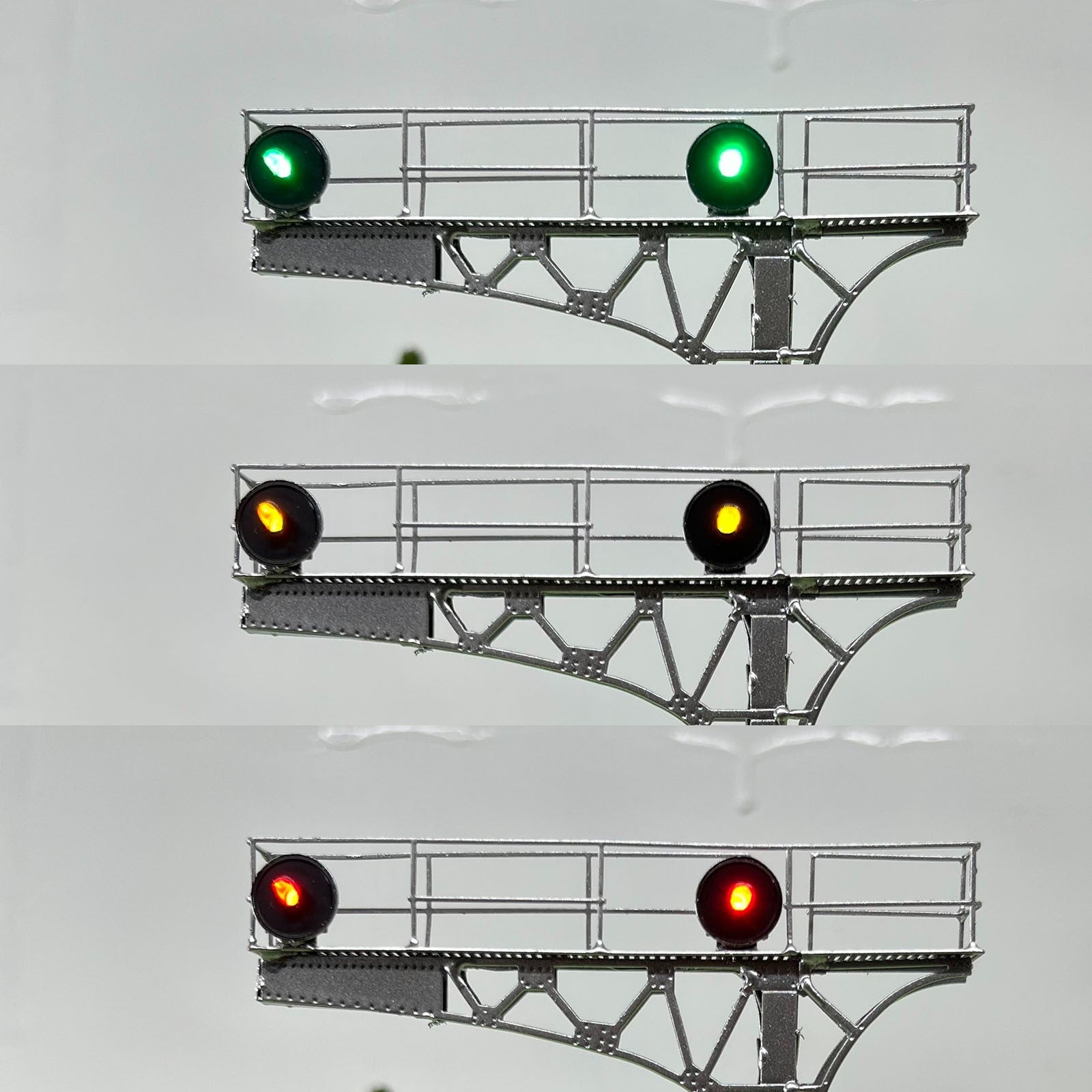 1 x HO scale cantilever LED searchlight signal 2 targets 3-colors metal #SKcs11