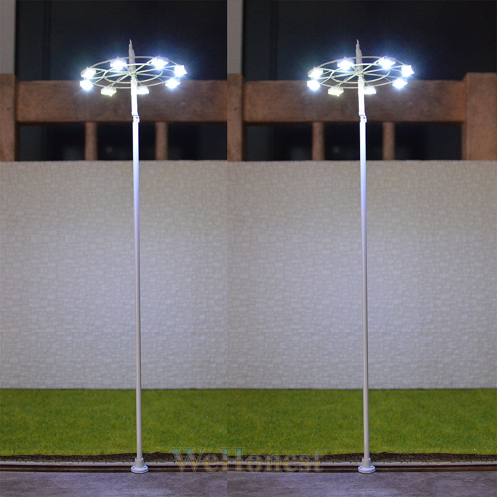 2 pcs O scale Plaza Lampposts Model lights SMD LEDs made Square Lamp #018
