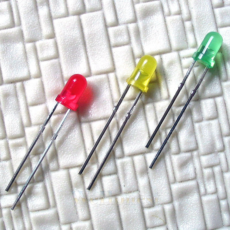 300 pcs 3mm Light Emitting Diode Assorted 3 Colors LEDs + Free Resistors