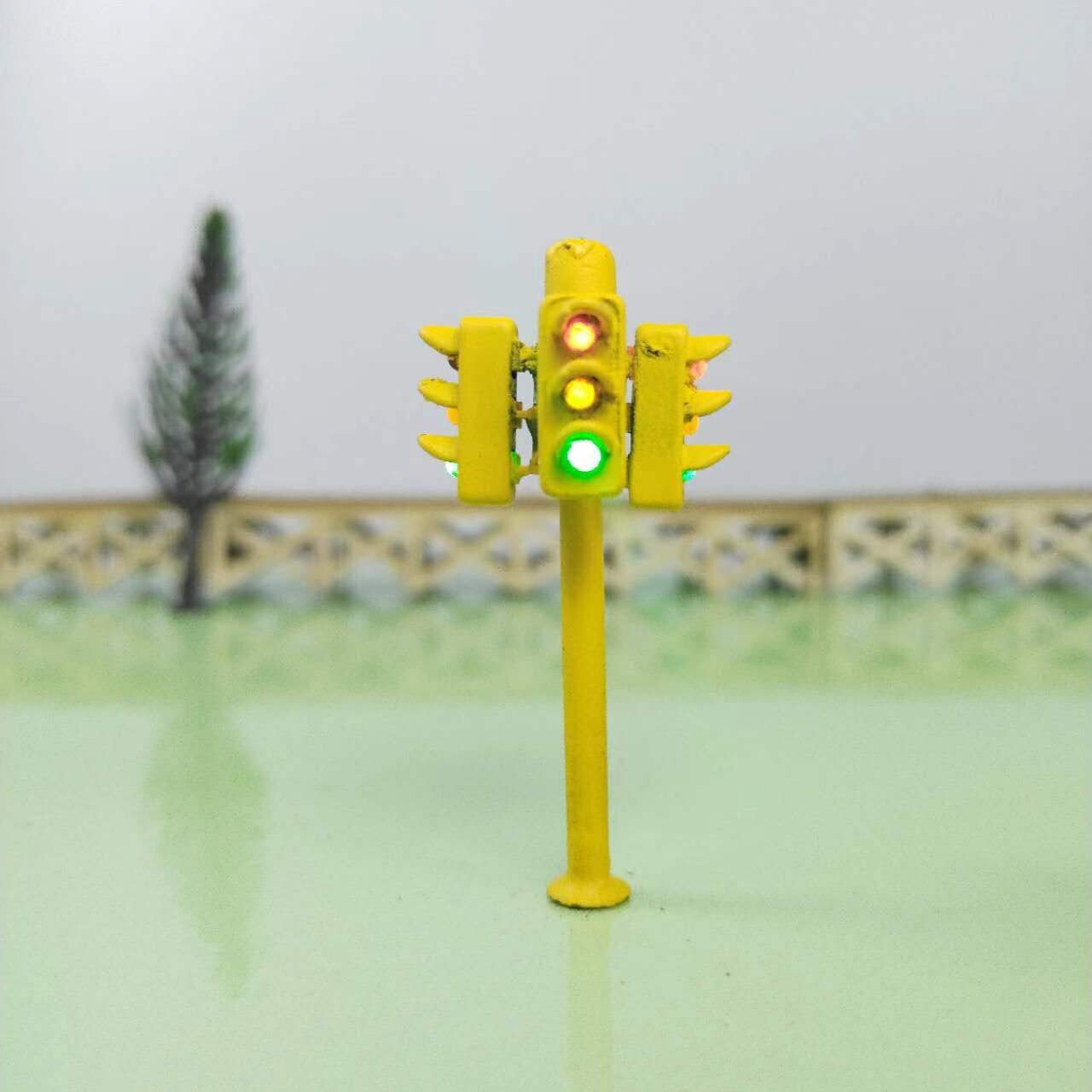 2 x traffic signal light HO OO scale model railroad 3 directions sign LED #TS3D