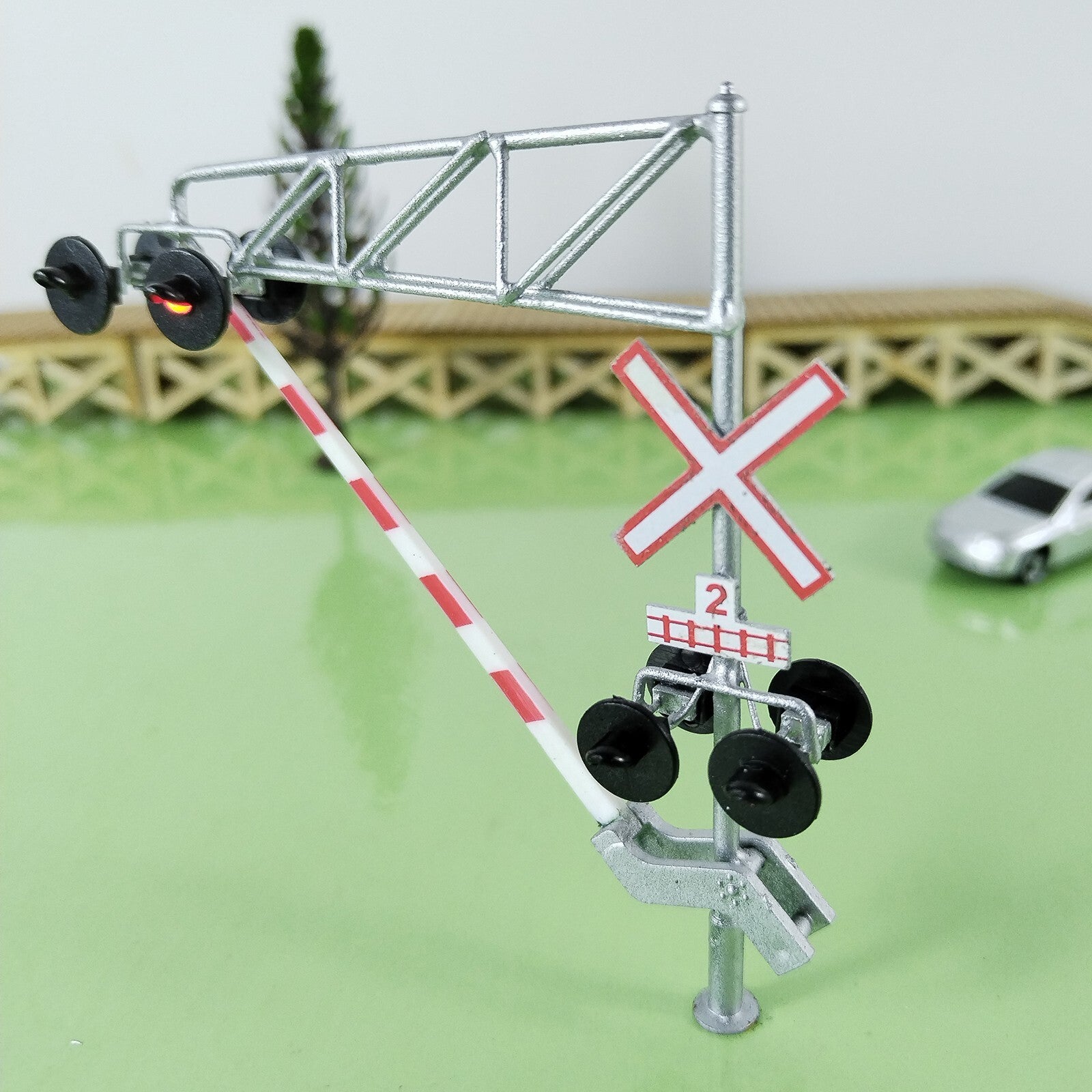 1 x HO scale railroad Canada cantilever grade crossing signal gate stop #CA27DG