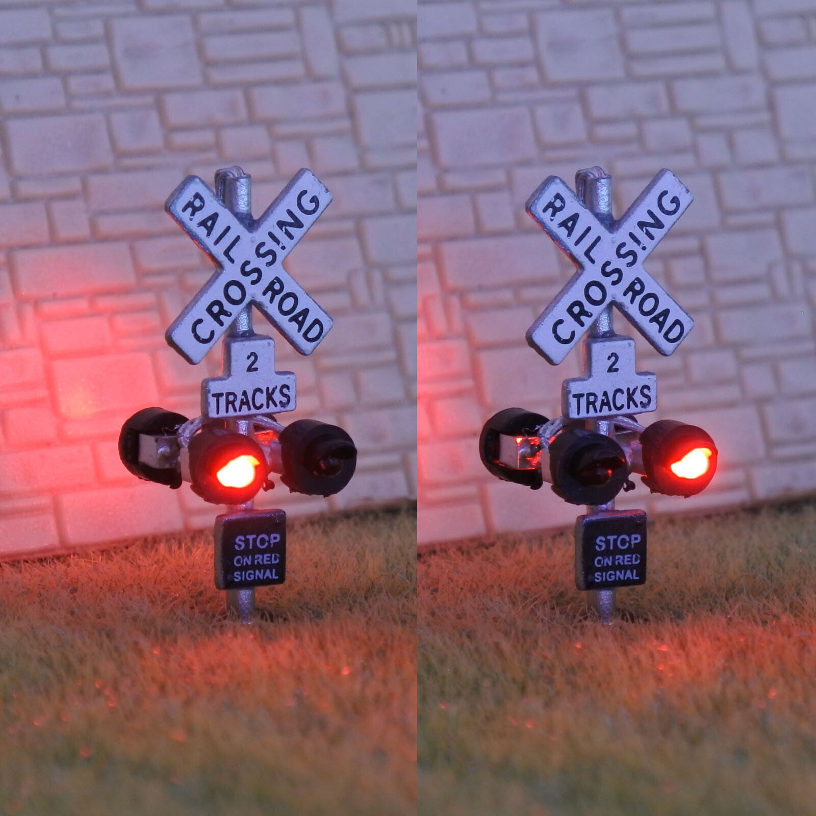 2 x N scale model grade crossing signal light LED made + 1 flasher board #csnSL3