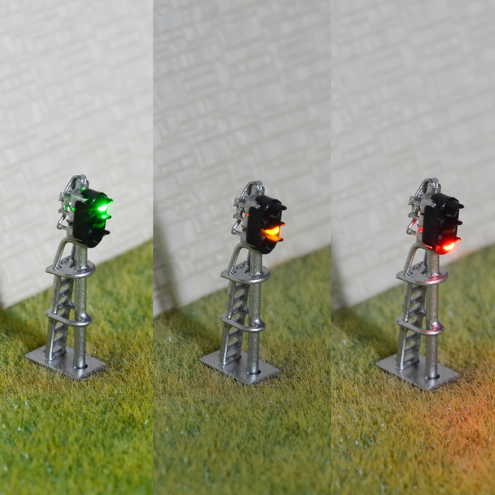 1 x N scale model train block signals railway LED light 3 aspect silver #160S3RS