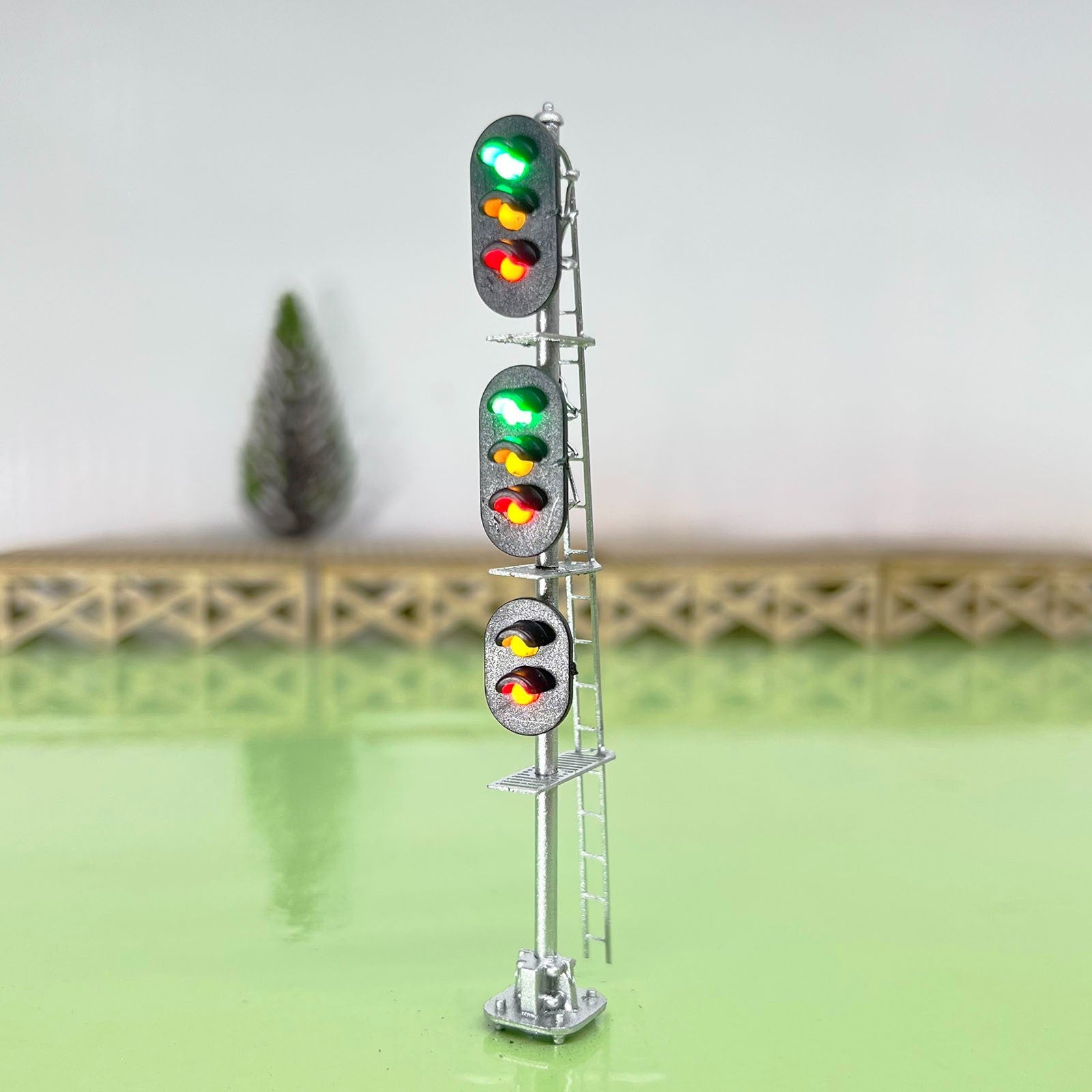 1 x HO scale model railroad block signal 3 heads distance metal #BS332skSL