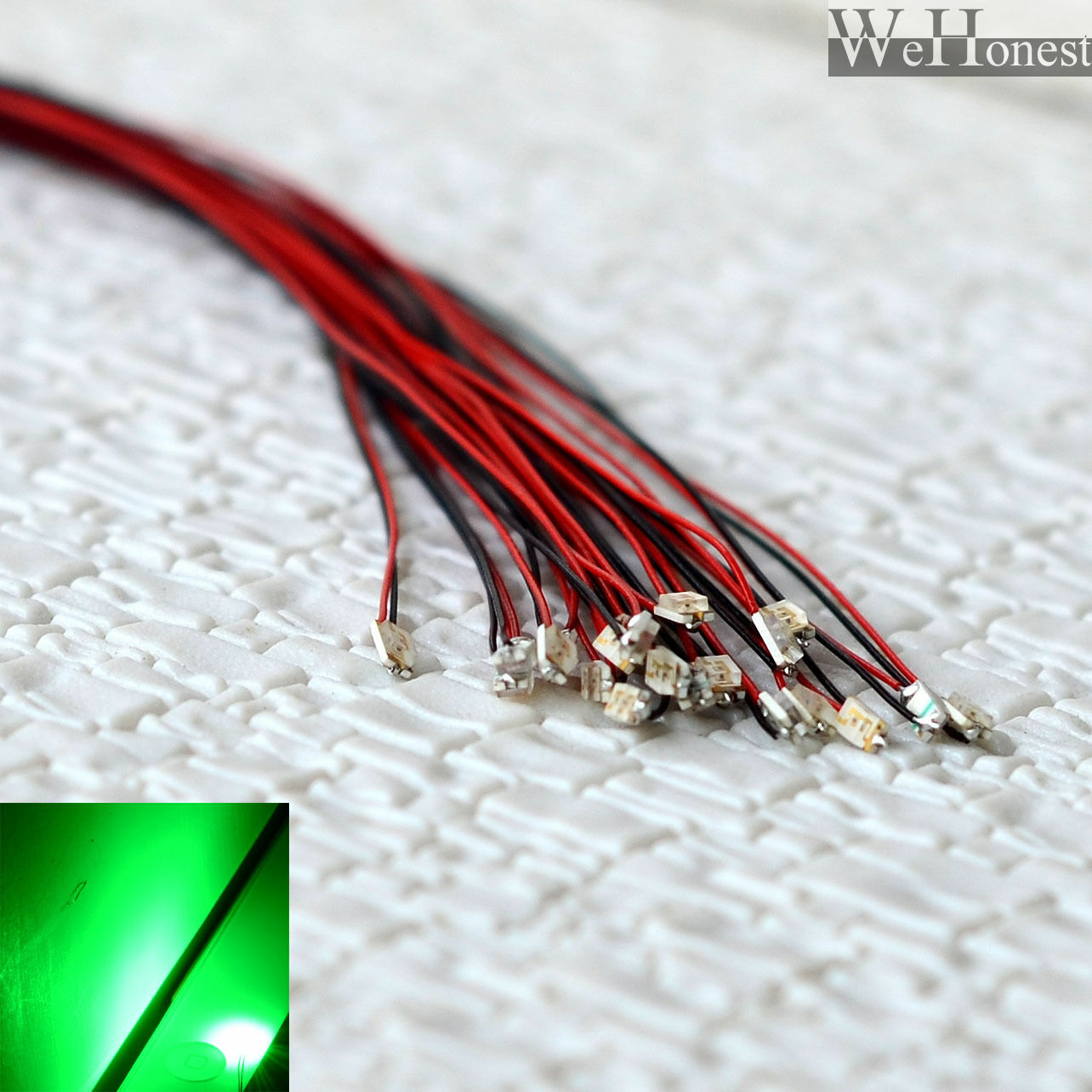 15 x pre wired green 1206 nano SMD LED lighting pre-solder micro building lamp