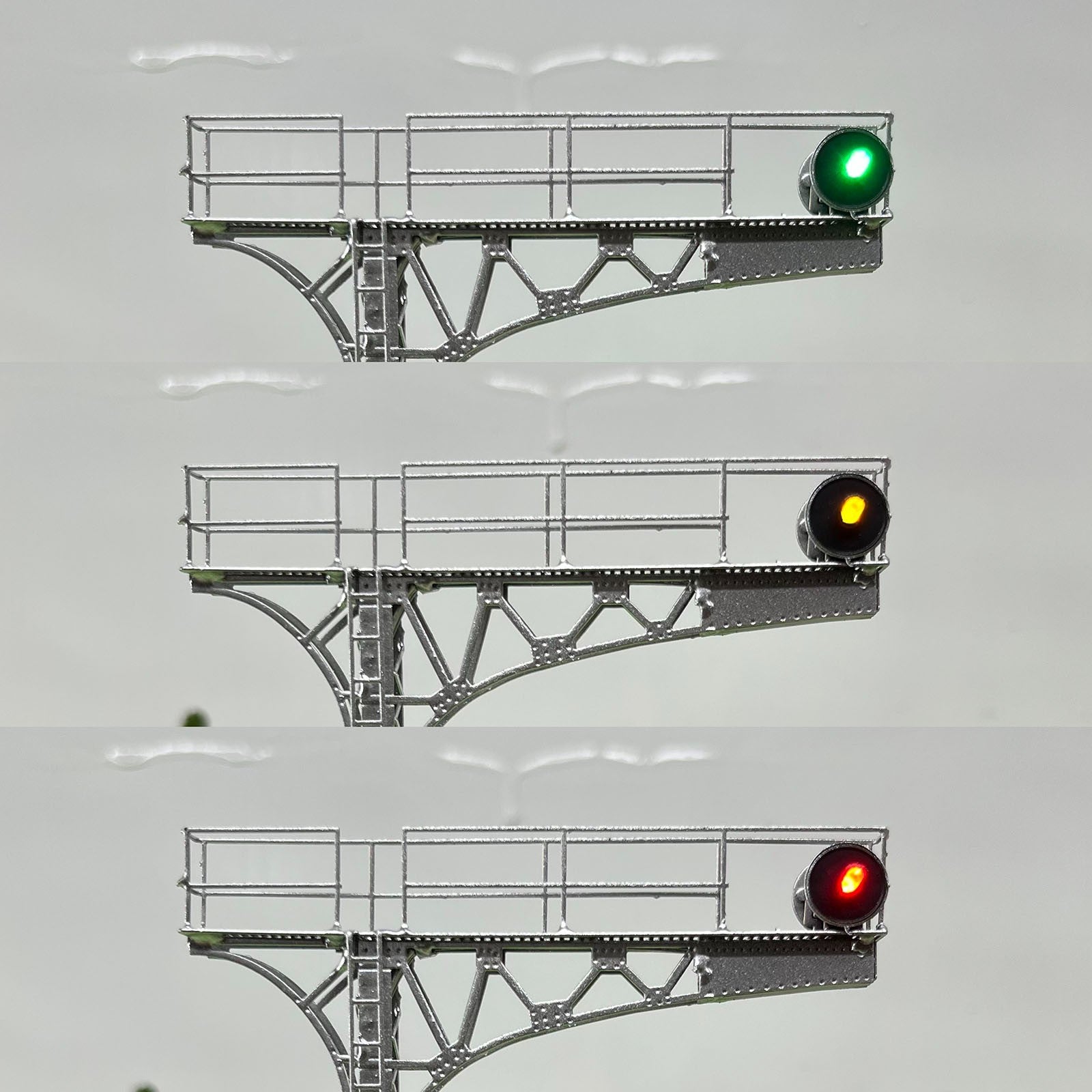 1 x HO scale cantilever LED searchlight signal 2 targets 3-colors metal #SKcs22