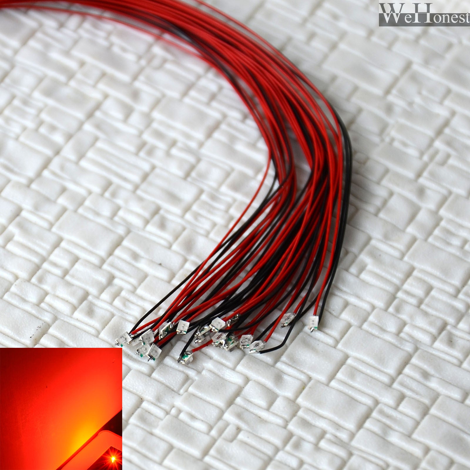 15 x Pre Wired Red #0805 SMD led street Lights Pre-soldered lamp posts HO N 