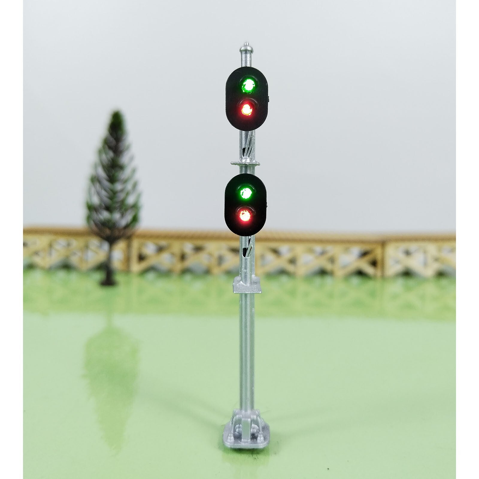 1 x HO scale model railroad 2 heads 2 aspects block signal LED made #K22Sg