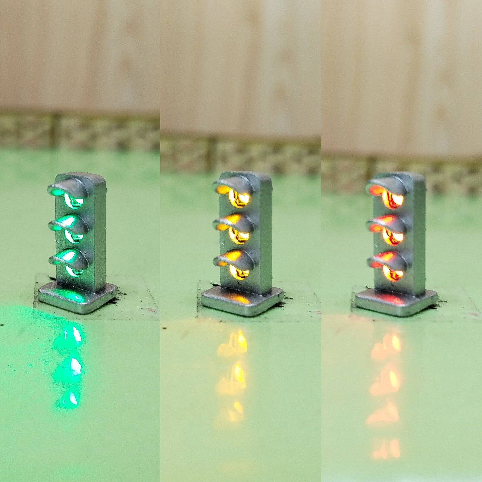 1 x HO scale railroad dwarf searchlight signal ground 3 aspects 3-colors LEDs