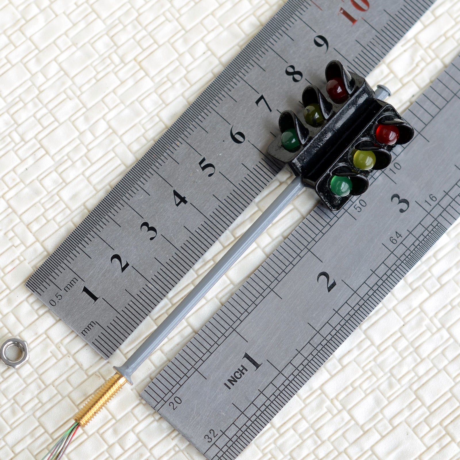 2 x traffic signal light O scale model railroad crossing walk led lamp #GR33