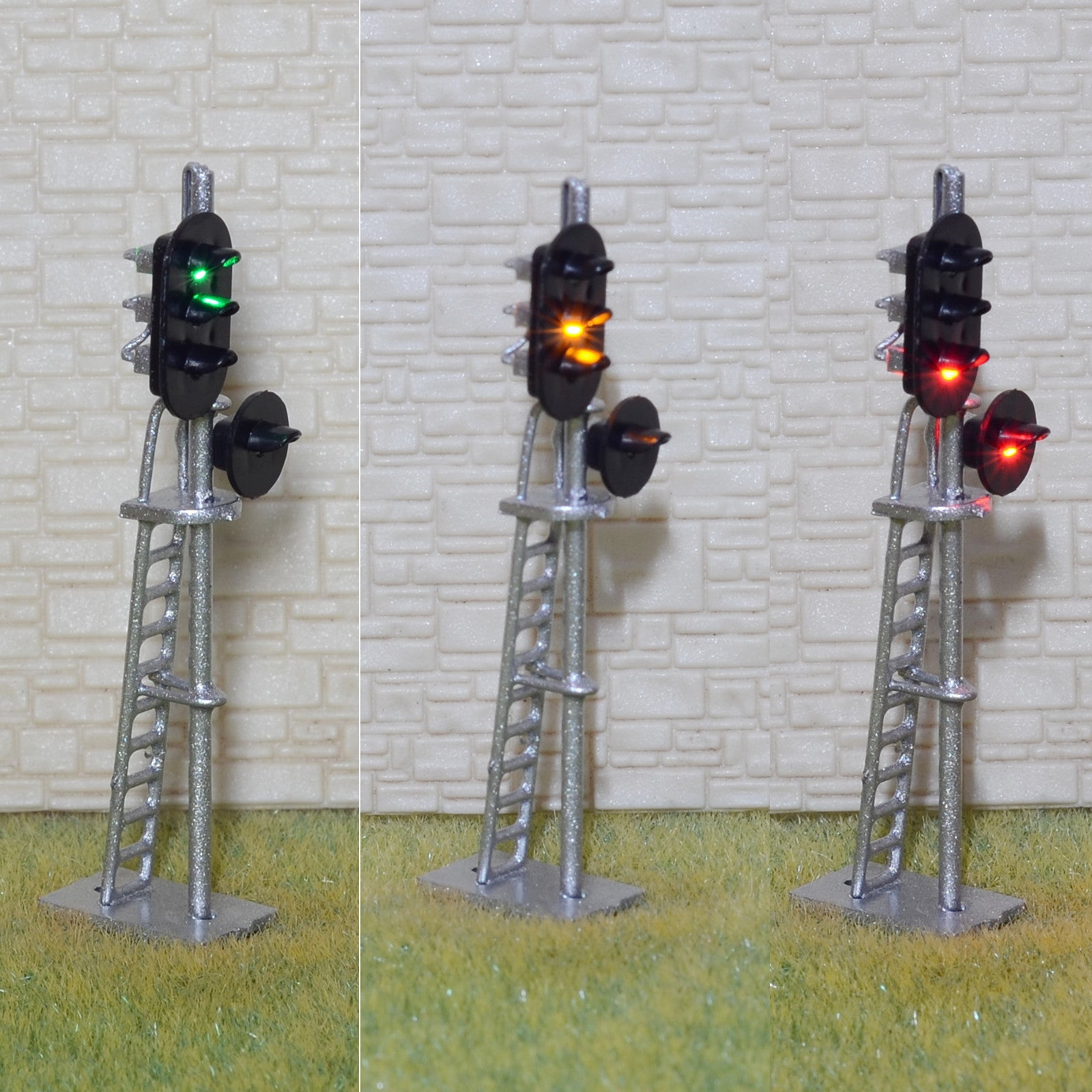 1 x HO scale model train block signals railway LED light 2 heads silver #31