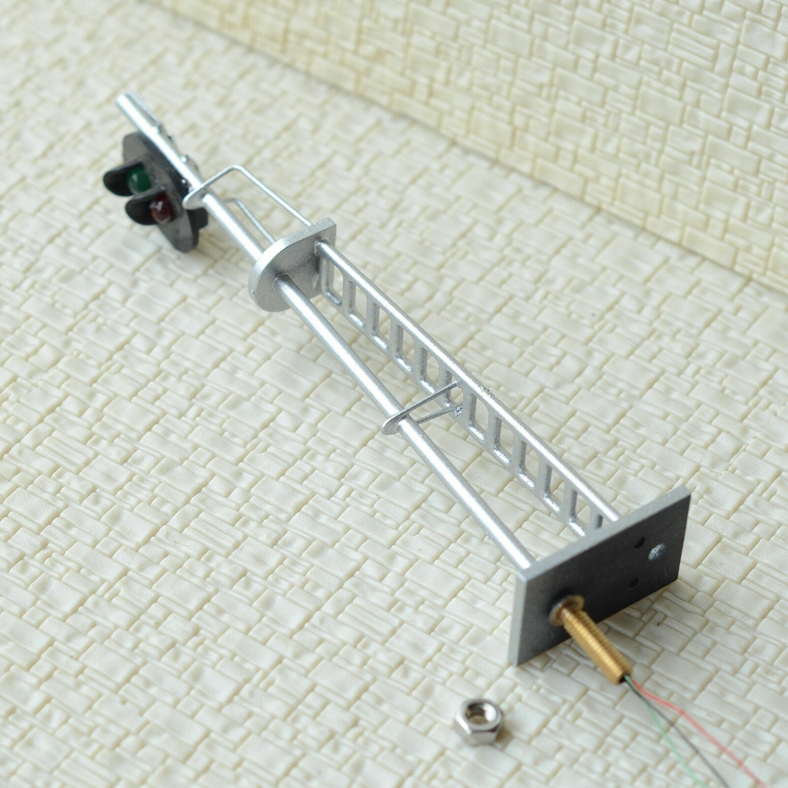 1 x O scale model train block signal 2 aspects railroad LED light silver #48S2CR